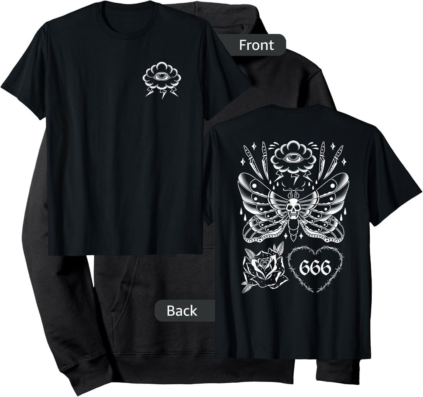 American Traditional Tattoo Edgy Vintage Old School Flash Hoodie - Hoodie | Black