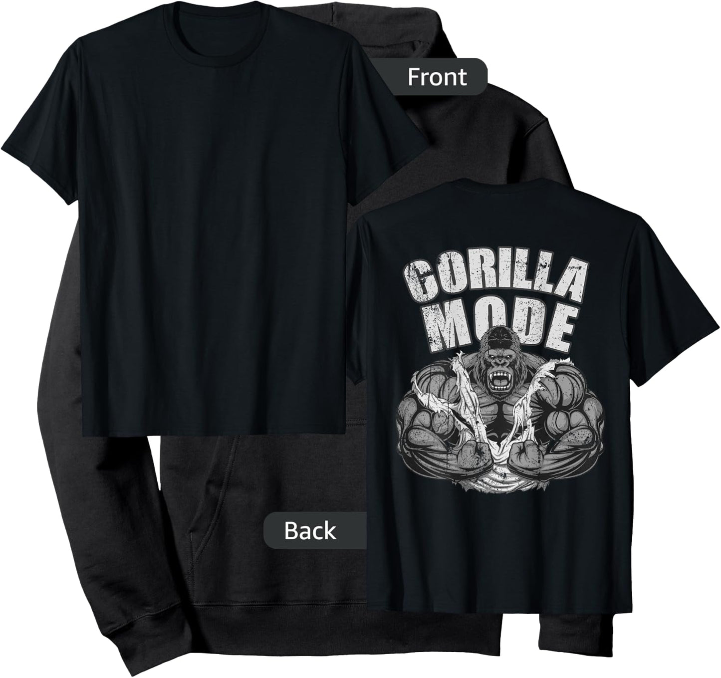 Gorilla Mode Gym Ape Fitness Coach Swole Monkey ON BACKSIDE Hoodie - Hoodie | Black