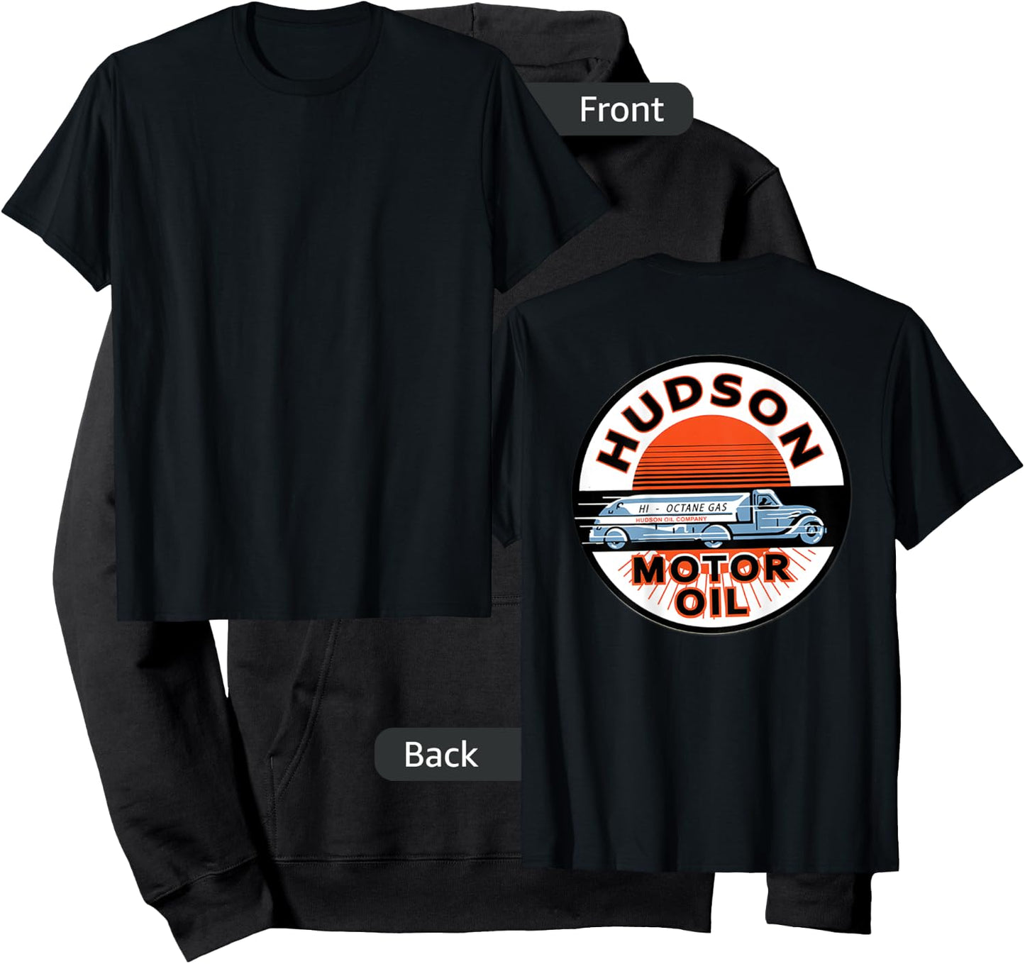 Retro Vintage Gas Station Hudson Motor Oil Car Bikes Garage Hoodie - Hoodie | Black