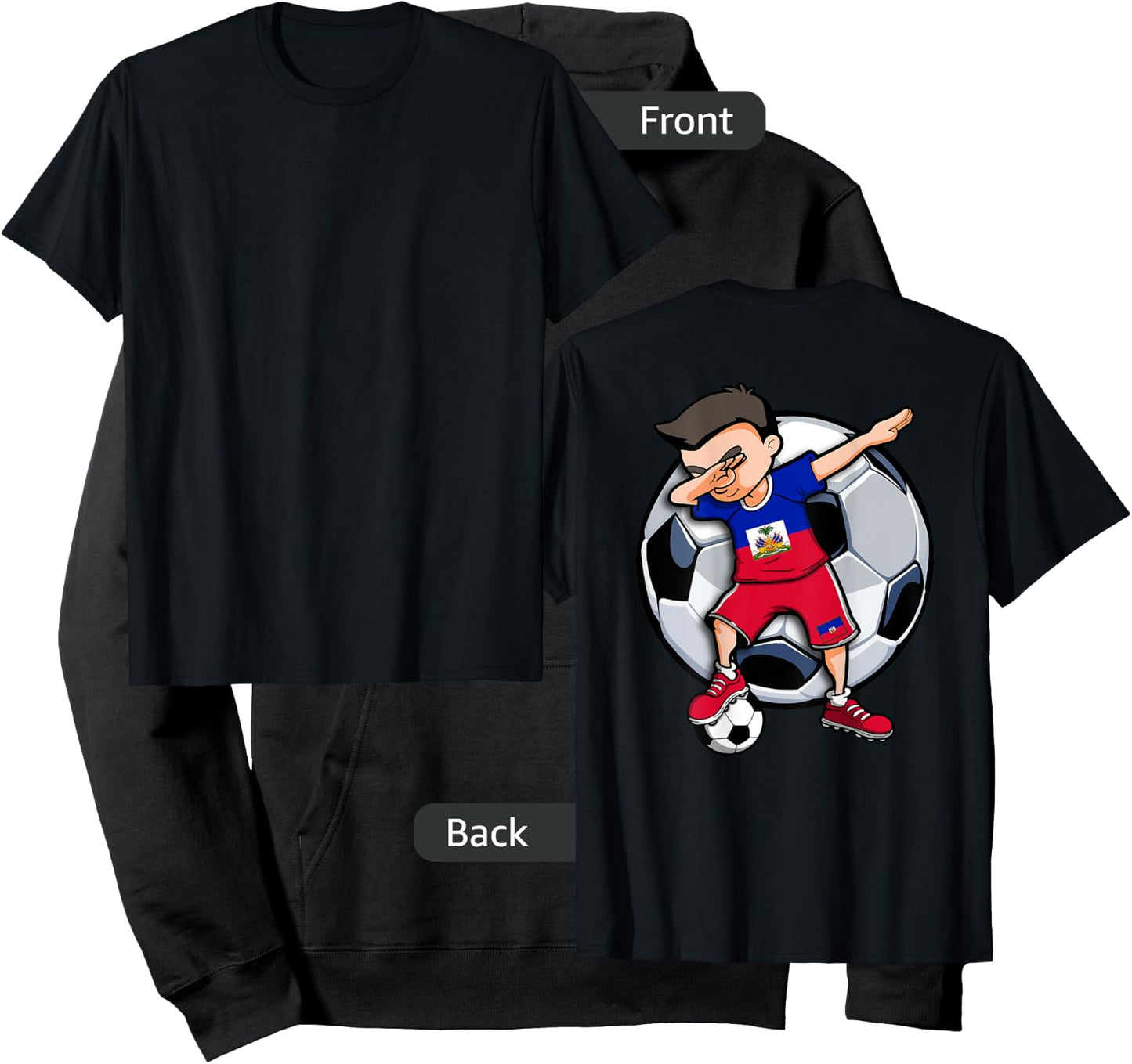 Dabbing Soccer Boy Haiti Football Fans Jersey Haitian Flag Hoodie - Hoodie | Black