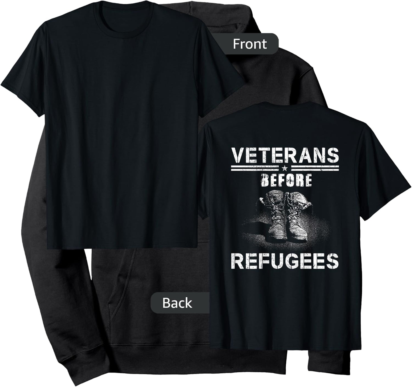 Veterans Before Refugees American Boots Support Our Military Hoodie - Hoodie | Black