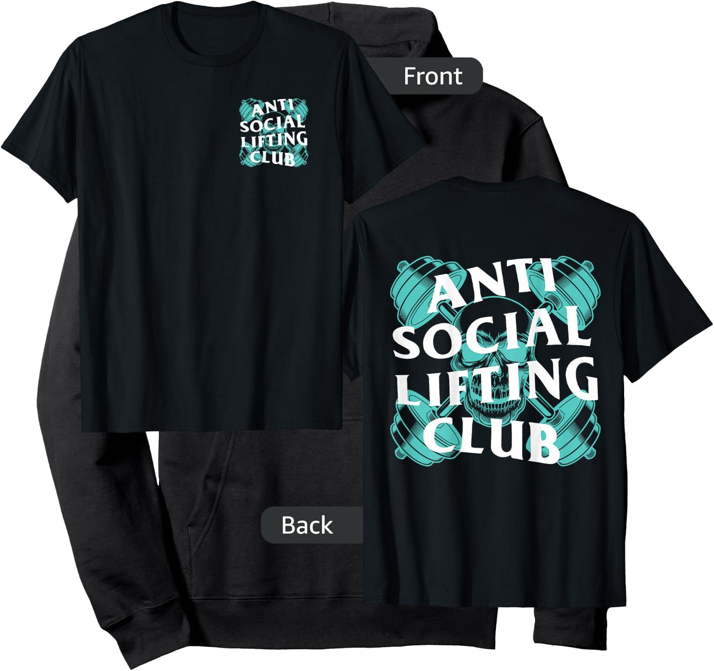 Anti Social Lifting Club: Barbells Crossed Skull (Mint) Hoodie - Hoodie | Black