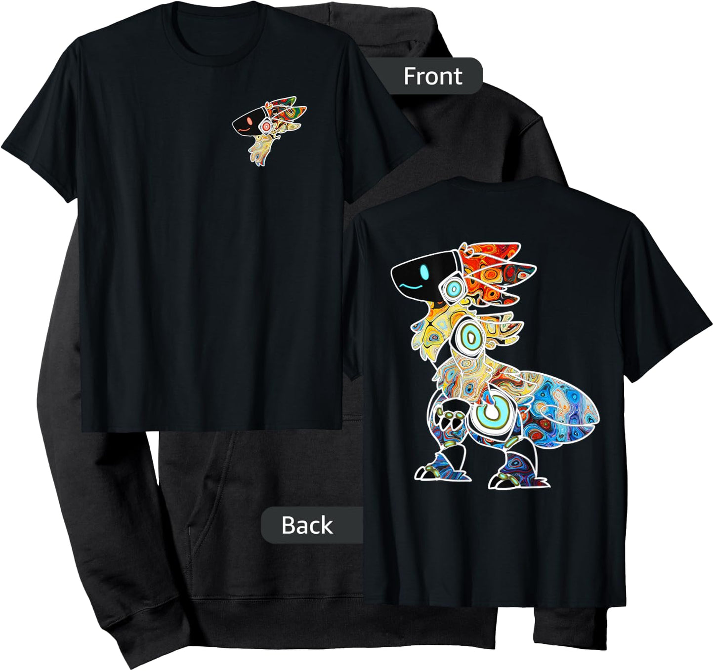 Protogen Fursuit Rainbow Swirl Furry Fursona Front and Back Hoodie - Hoodie | Black