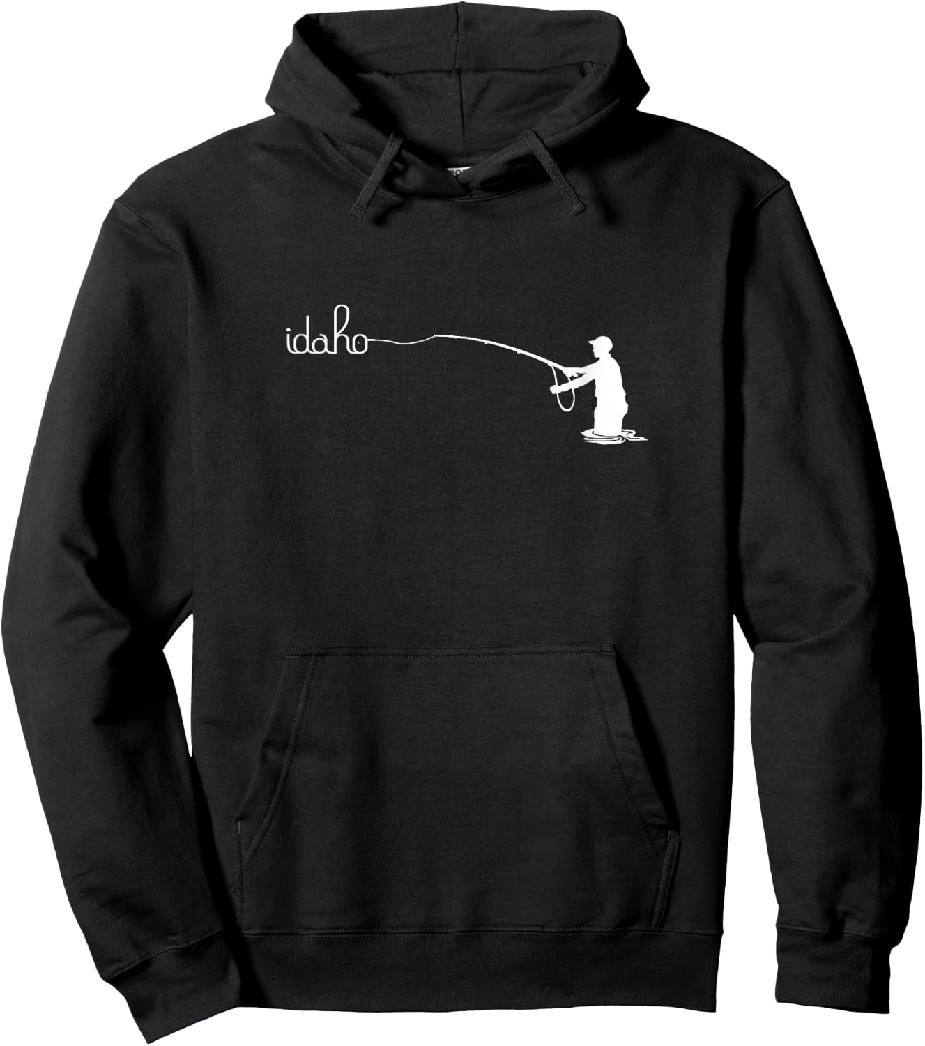Fly Fish Idaho With White Text Trout Fishing Hoodie - Hoodie | Black