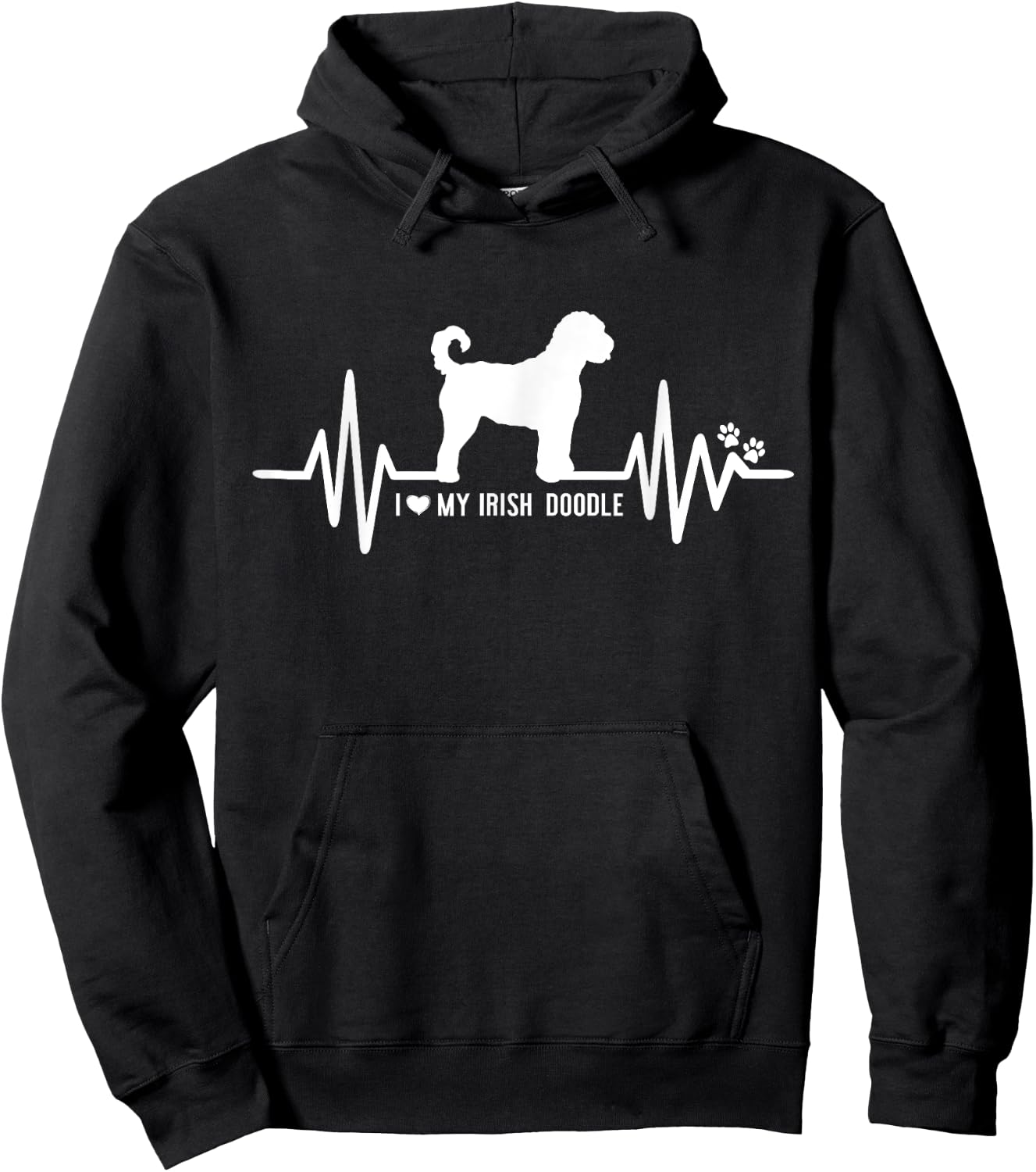 Irish Doodle Heart Beat EKG Pulse Design For Dog Lovers Women Kids Hoodie - Hoodie | Black