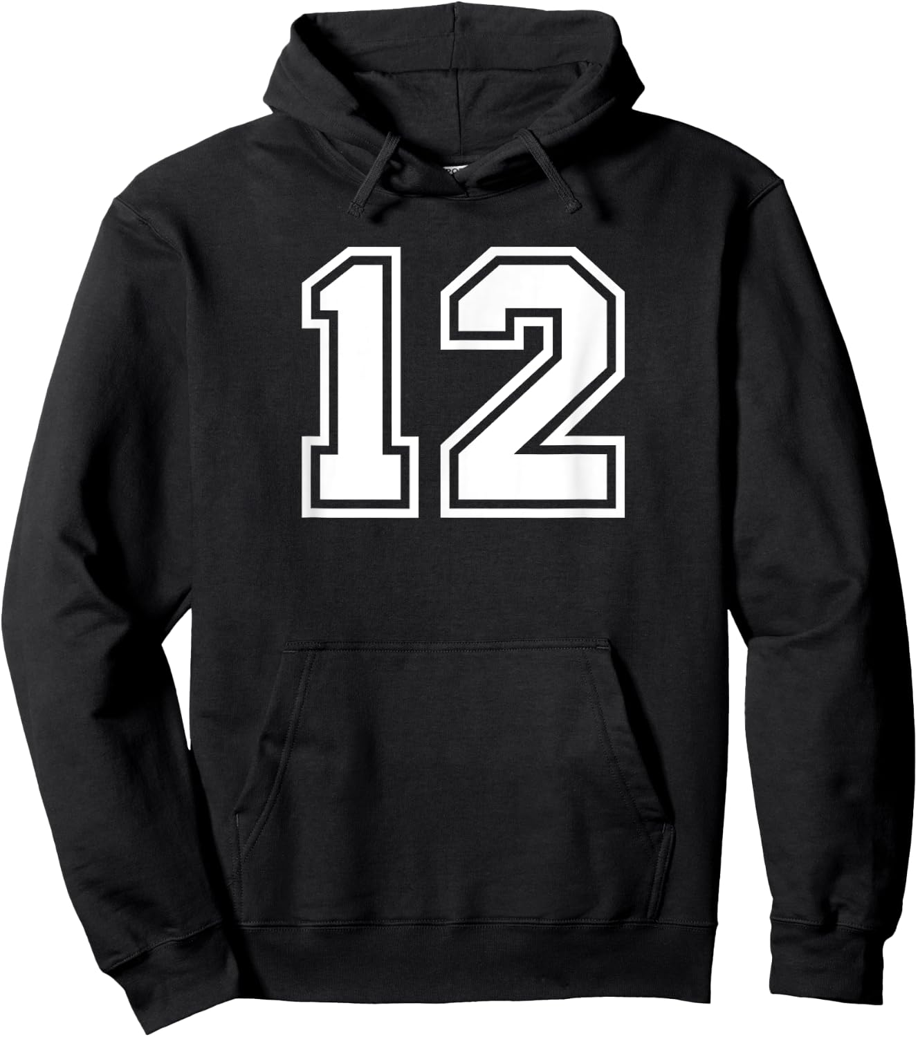 Number #12 Sport Varsity Number Hoodie - Hoodie | Black