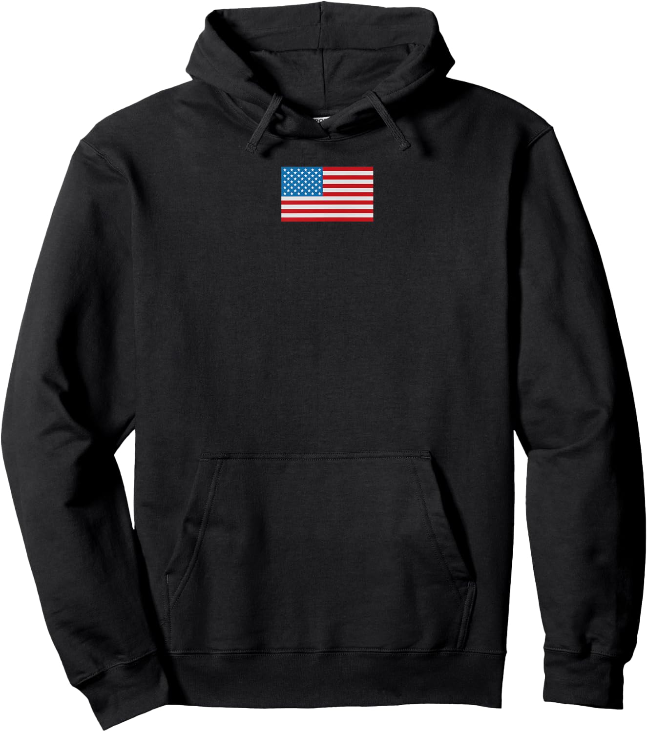 Trendy Centered Classic Patriotic Flag American Hoodie - Hoodie | Black