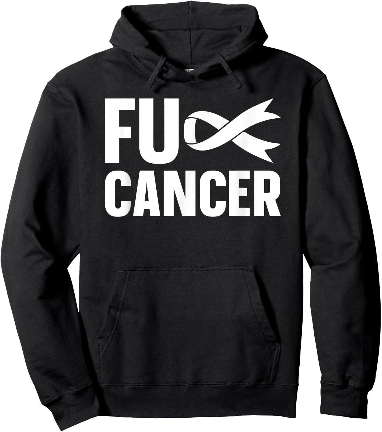 FUCK CANCER Lung Cancer Awareness White Ribbon Hoodie - Hoodie | Black