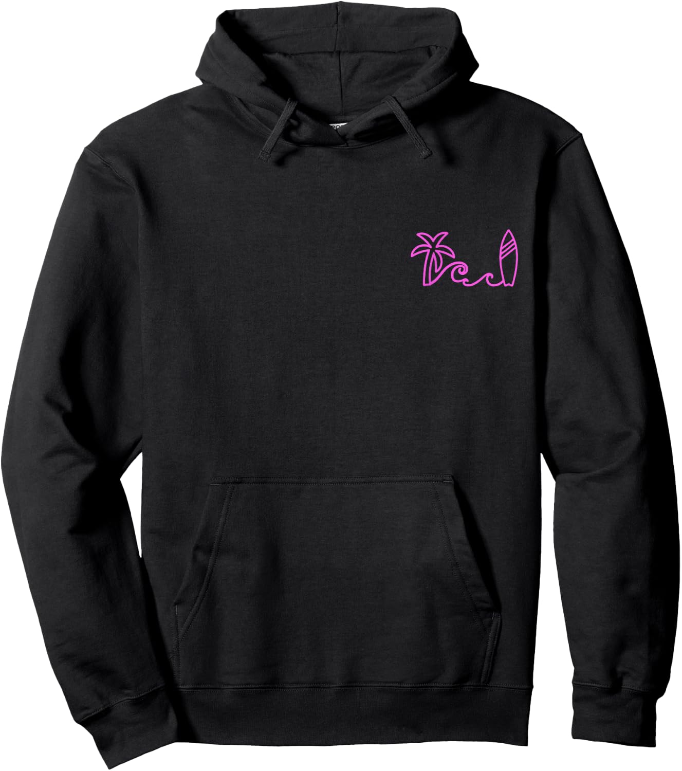 Surf Palm Tree Wave Surfboard Surfing Beach Surfer Hoodie - Hoodie | Black