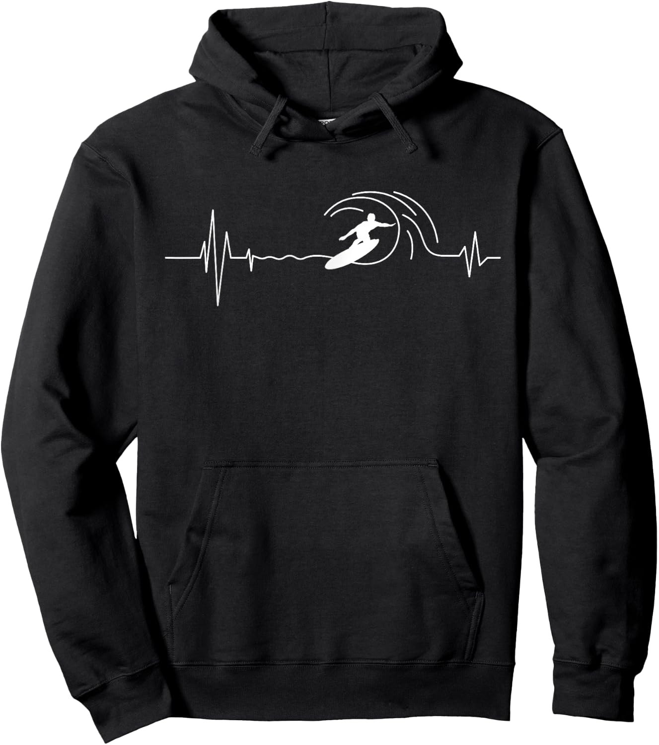 Big Wave Surfing Heartbeat - Surfers Beach Lover Surfboard Women Girls Kids Hoodie - Hoodie | Black