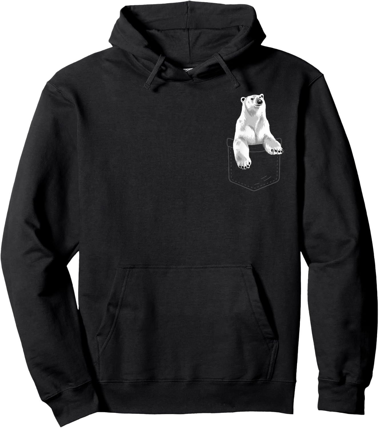 Cute Polar Bear Women Kids Pocket Animal Zookeeper Hoodie - Hoodie | Black