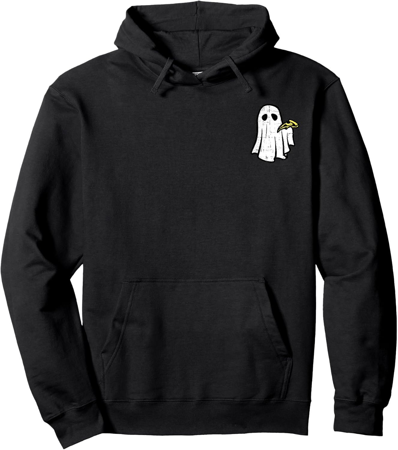 Ghost Eating Pizza Halloween Costume Ghoul Men Women Kids Hoodie - Hoodie | Black