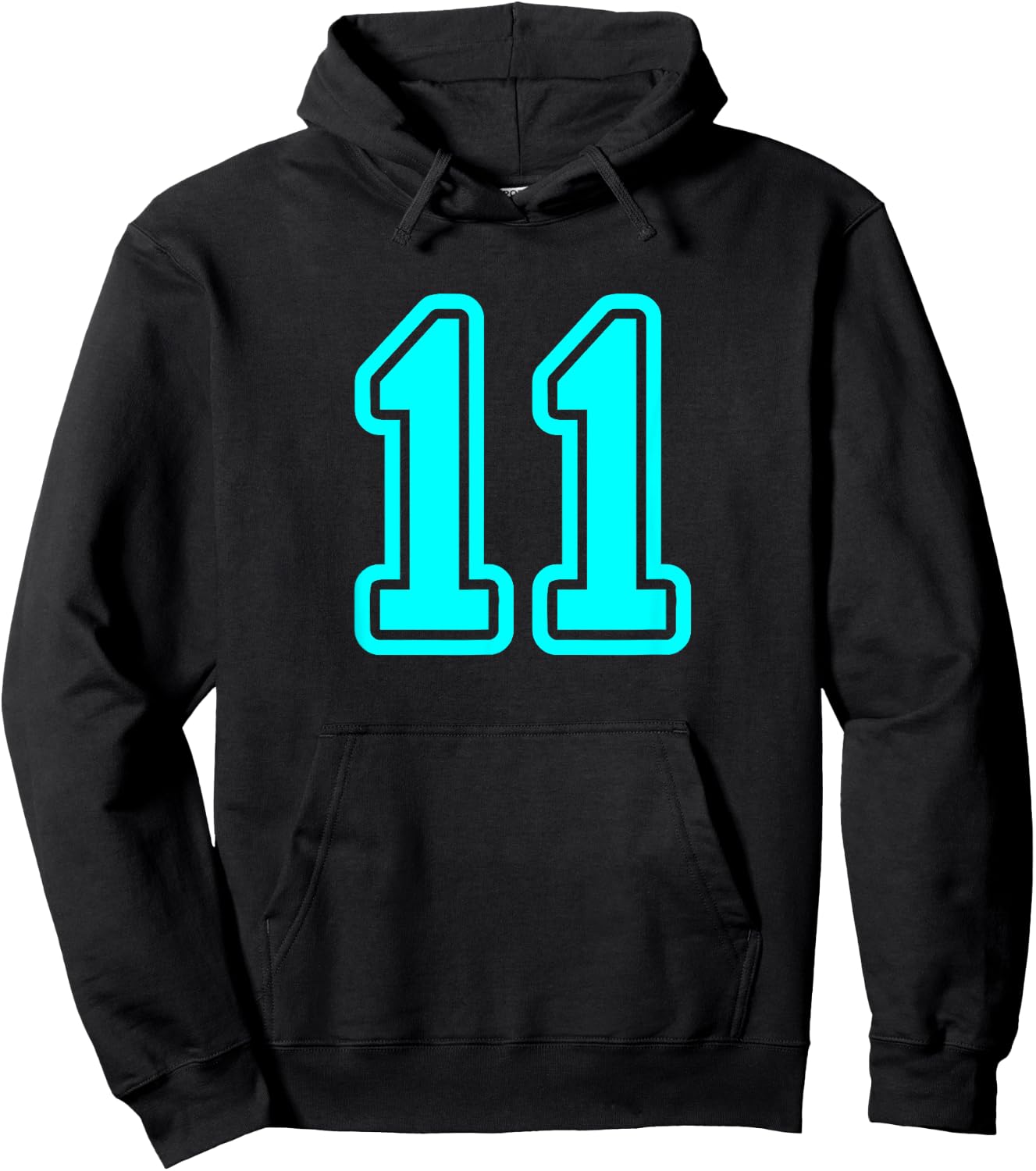 Number #11 Cyan Sport Varsity Number 11 Hoodie - Hoodie | Black