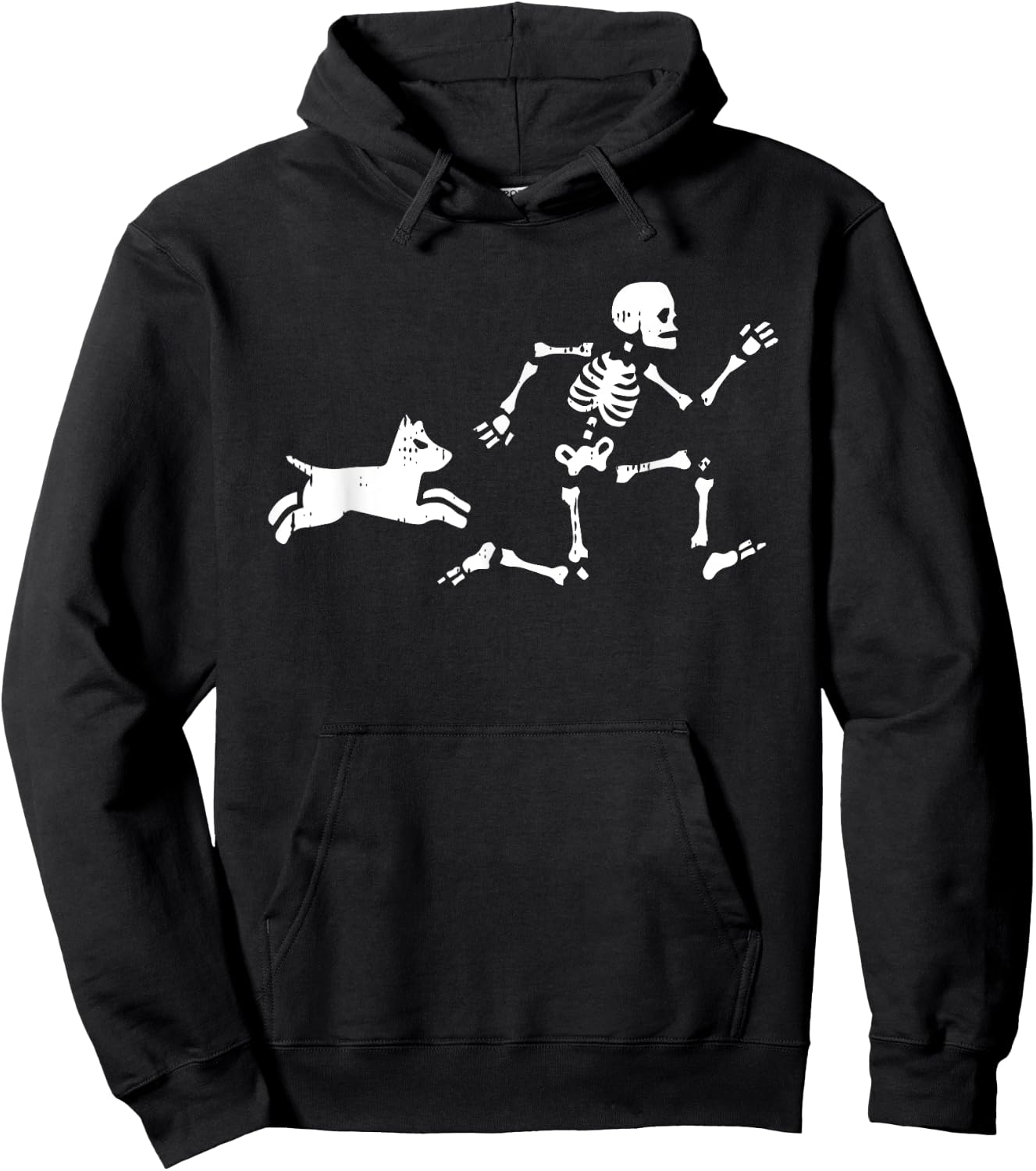 Skeleton Running Halloween Costume Funny Dog Skull Hoodie - Hoodie | Black