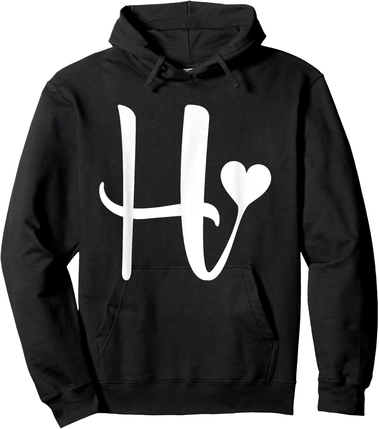 white letter H monogram initial minimalist heart graphic Hoodie - Hoodie | Black