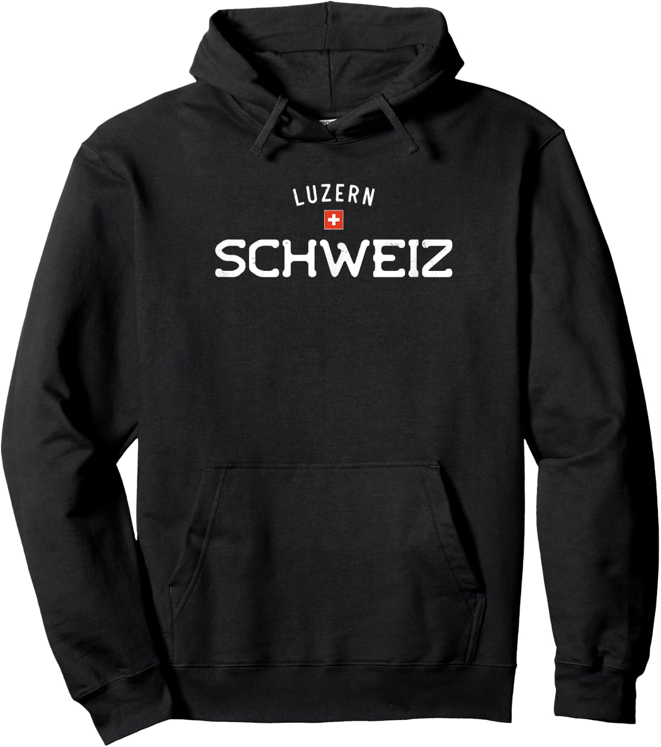 Luzern Schweiz (Lucerne Switzerland) Swiss Flag Hoodie - Hoodie | Black