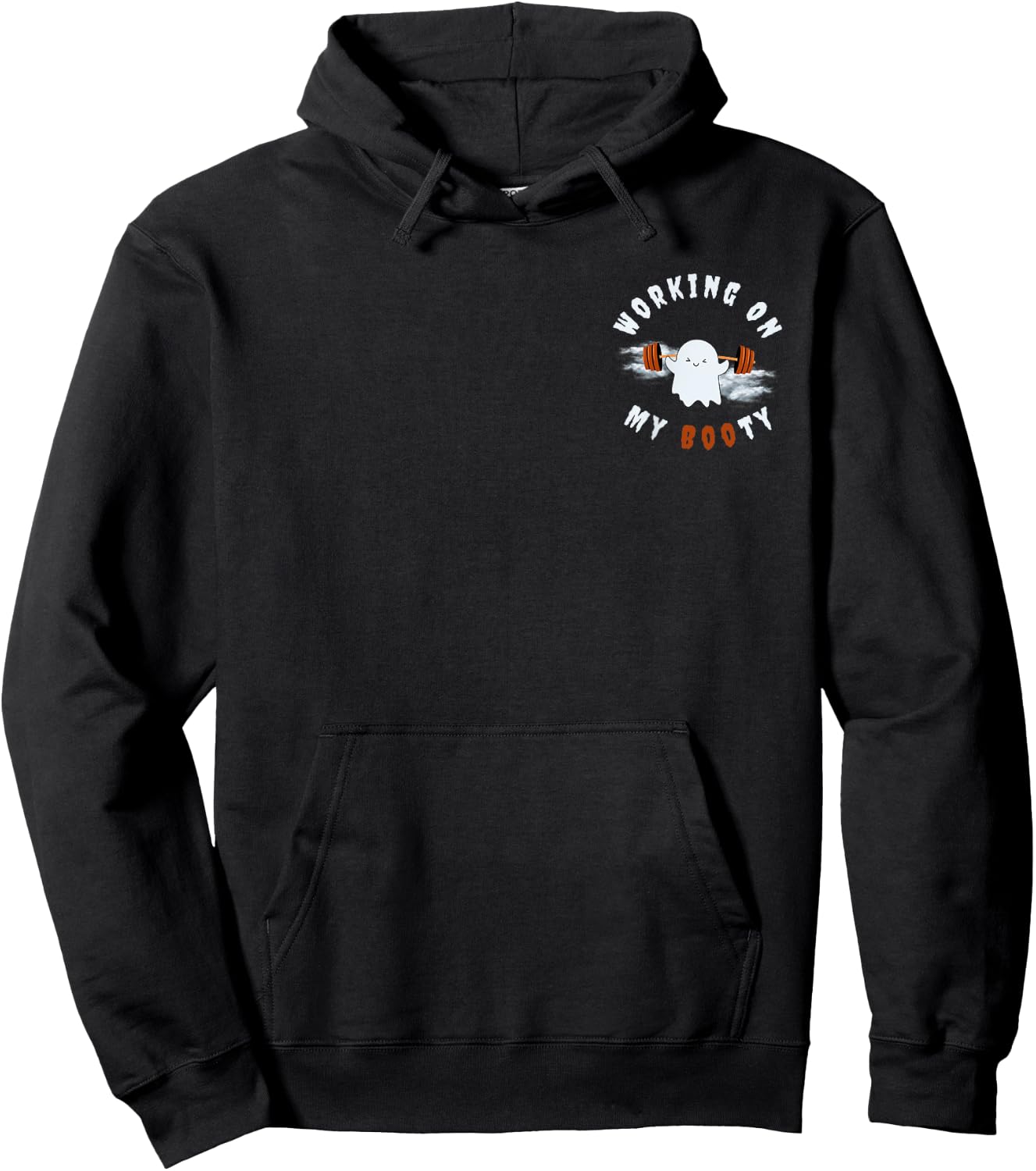 Working On My Booty funny Halloween Gym Ghost Boo-ty Hoodie - Hoodie | Black