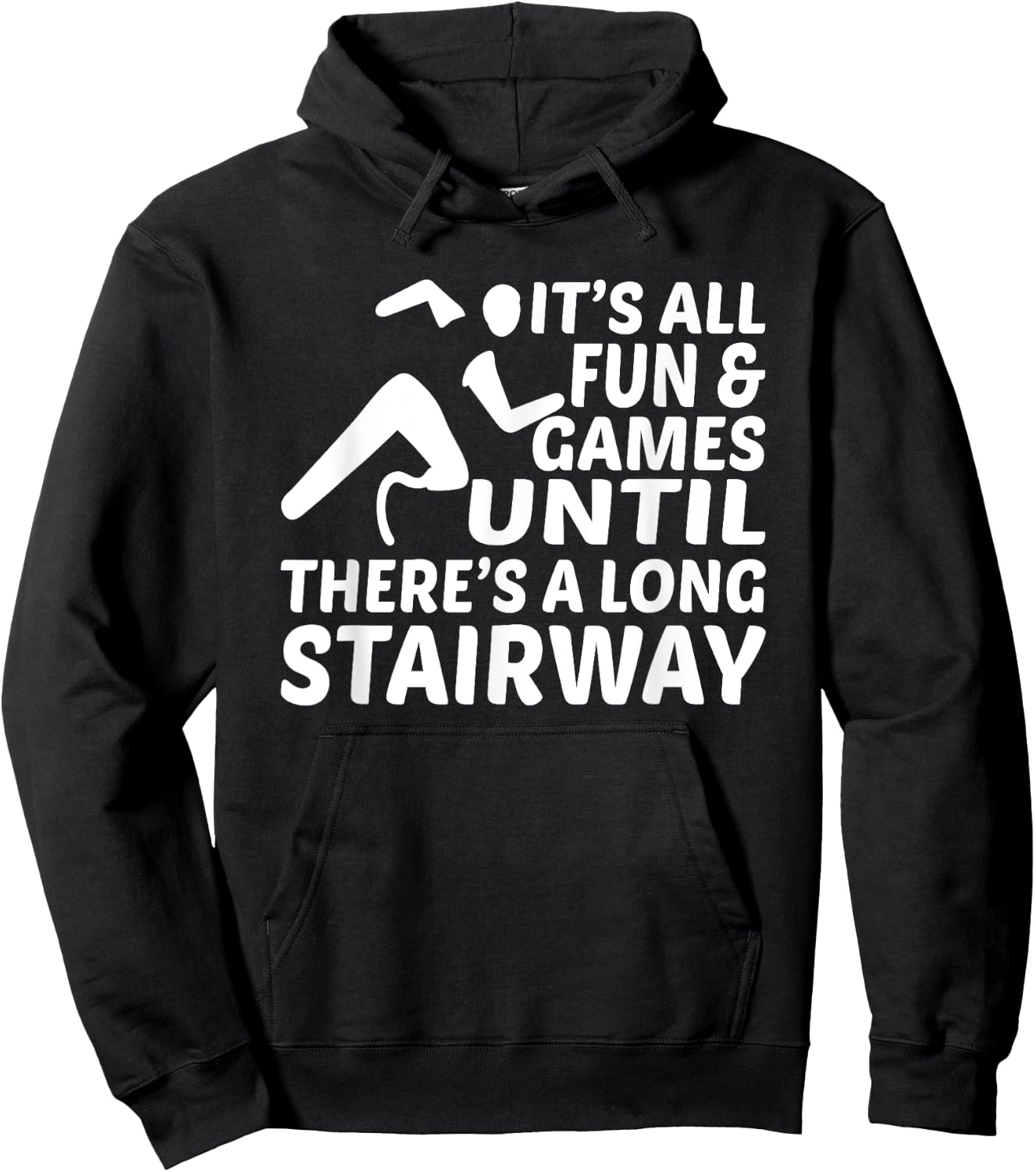 Amputee Its all fun games until long stairway Leg Prosthetic Hoodie - Hoodie | Black