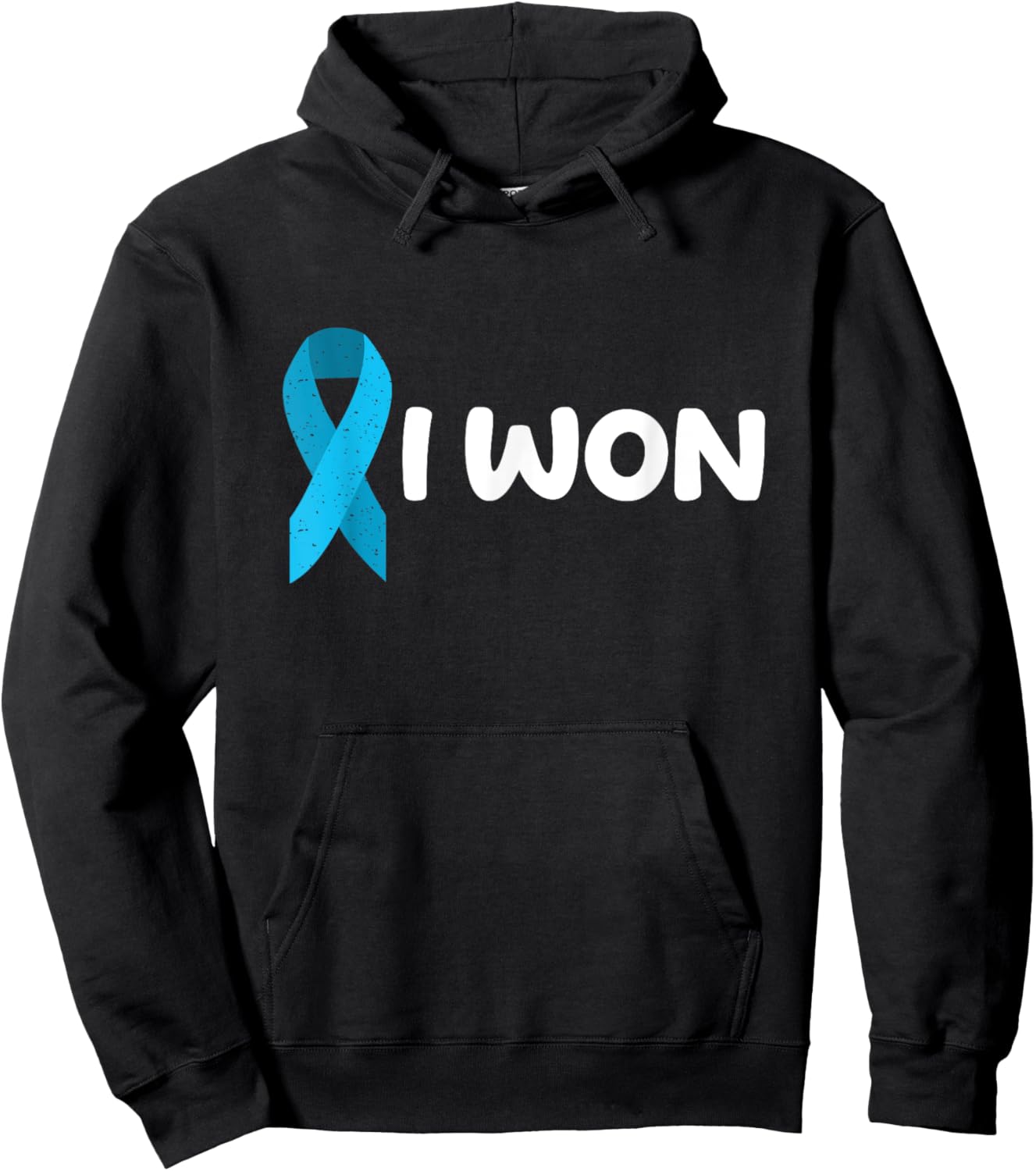 I Won! Colon Cancer survivor. Blue color ribbon Hoodie - Hoodie | Black