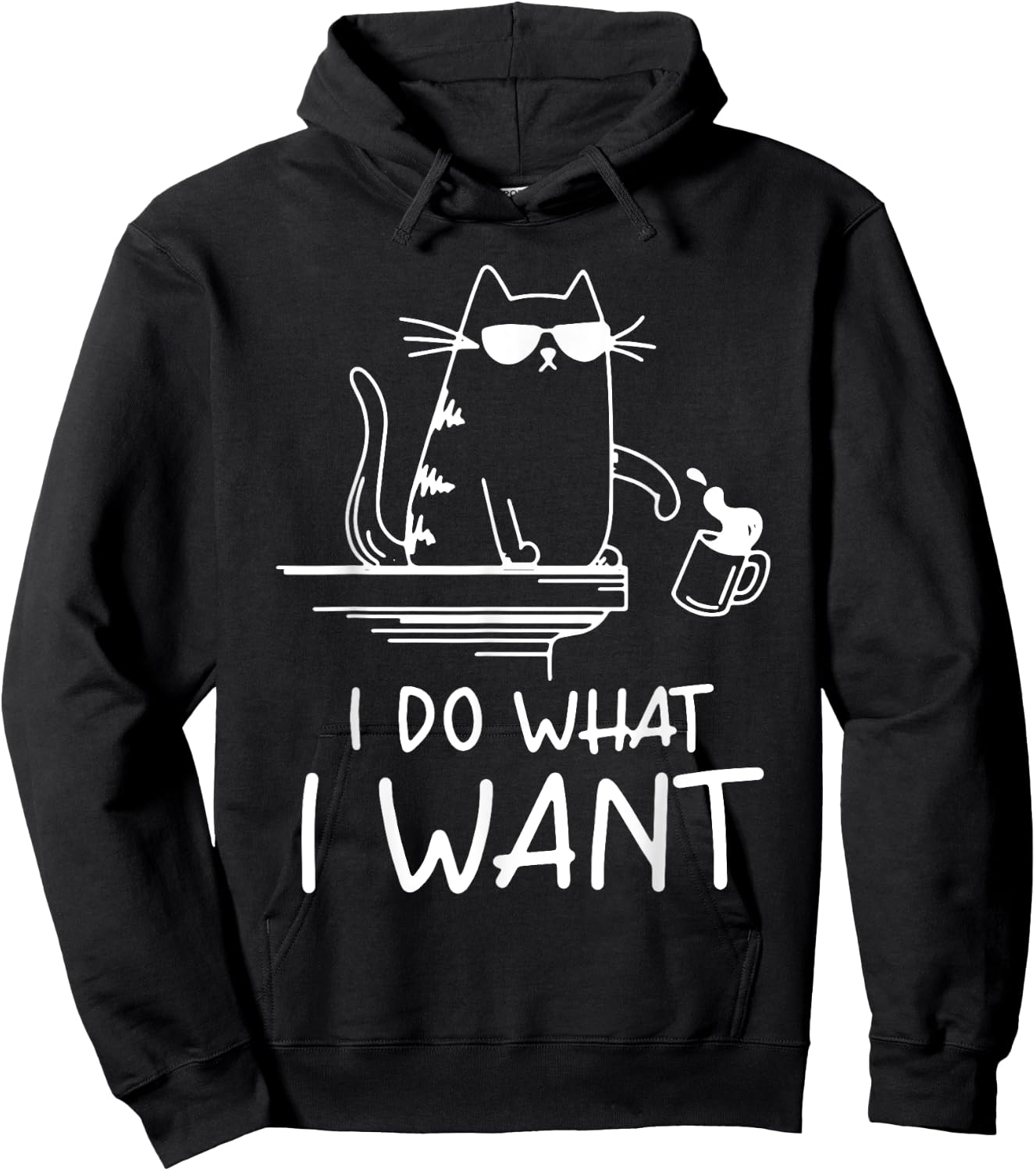 funny cat , I do what I want , cool cat Men Women Girls Kids Hoodie - Hoodie | Black