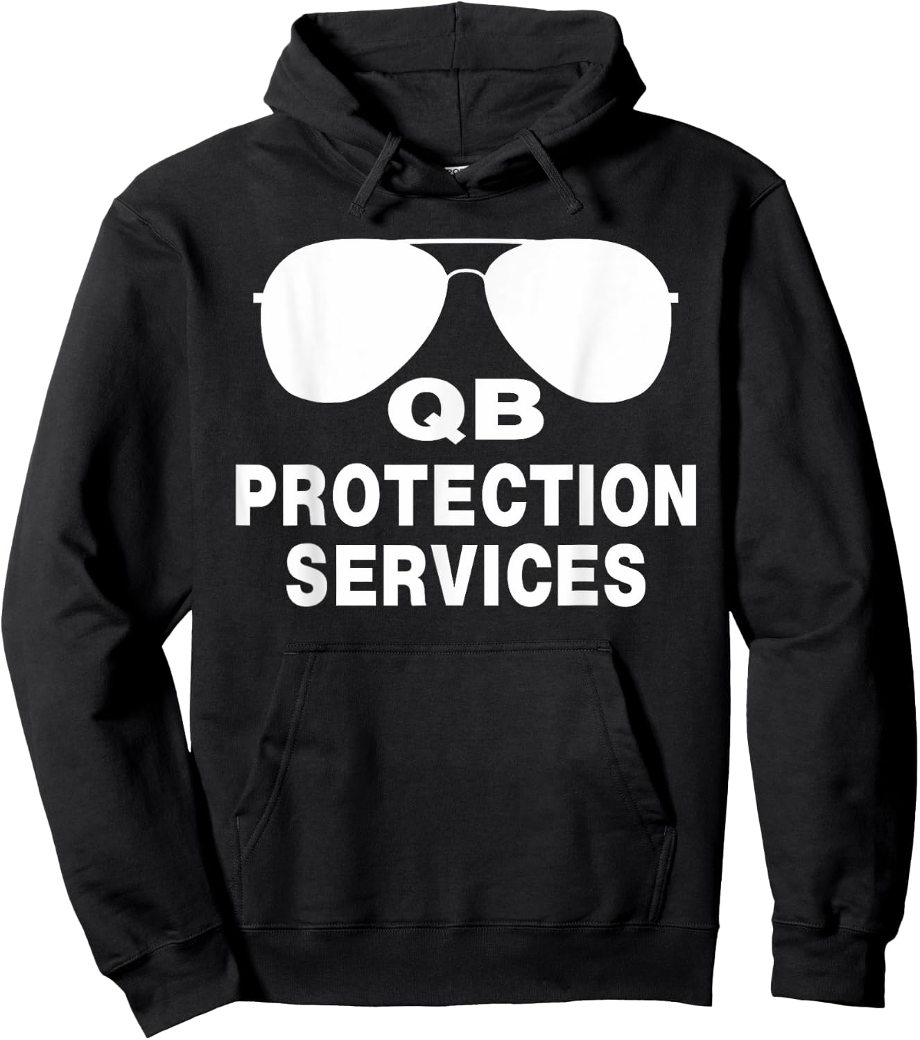 Funny Football, Qb Protection Services, Offensive Lineman Hoodie - Hoodie | Black