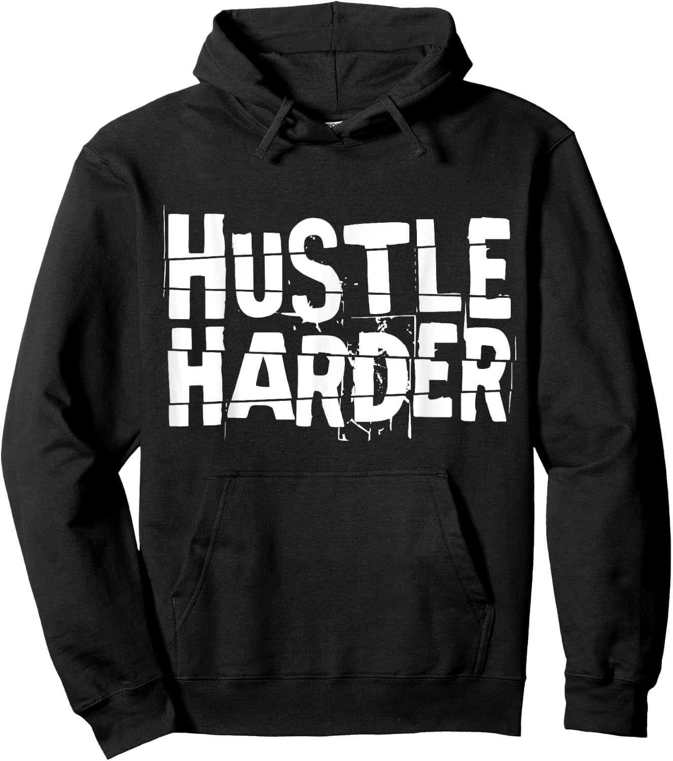 Motivational Quote CEO Entrepreneur Gifts by DMTRY Hustle Harder -Adults Black Cotton Blend Modern Short Sleeve Small Hoodie - Hoodie | Black