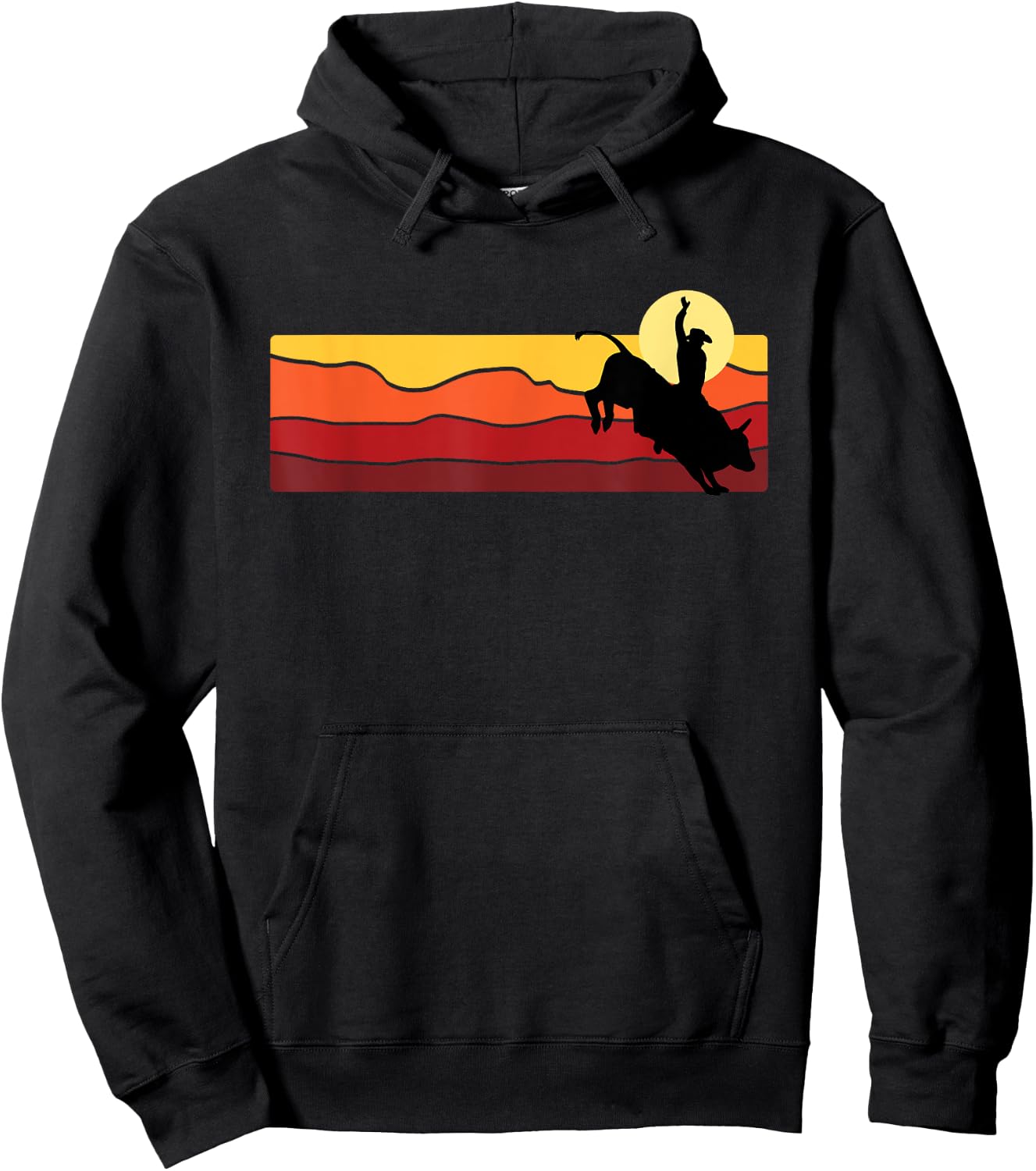 Bull Riding Rodeo Cowboy Country Western Retro Hoodie - Hoodie | Black