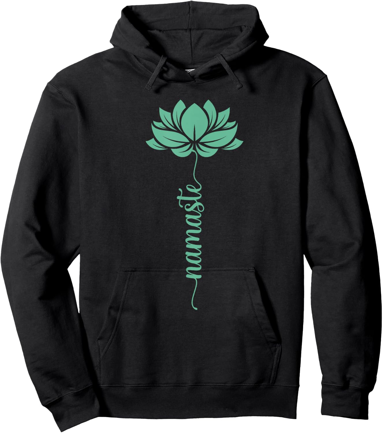 Namaste Yoga Lotus Flower Minimal Mint Green New Age Flower Hoodie - Hoodie | Black