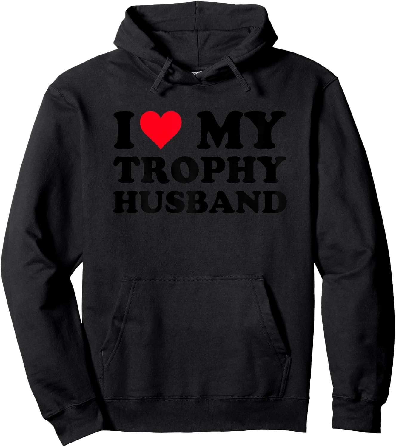 Oddly Specific I Love My Trophy Heart Husband Funny Women Hoodie - Hoodie | Black