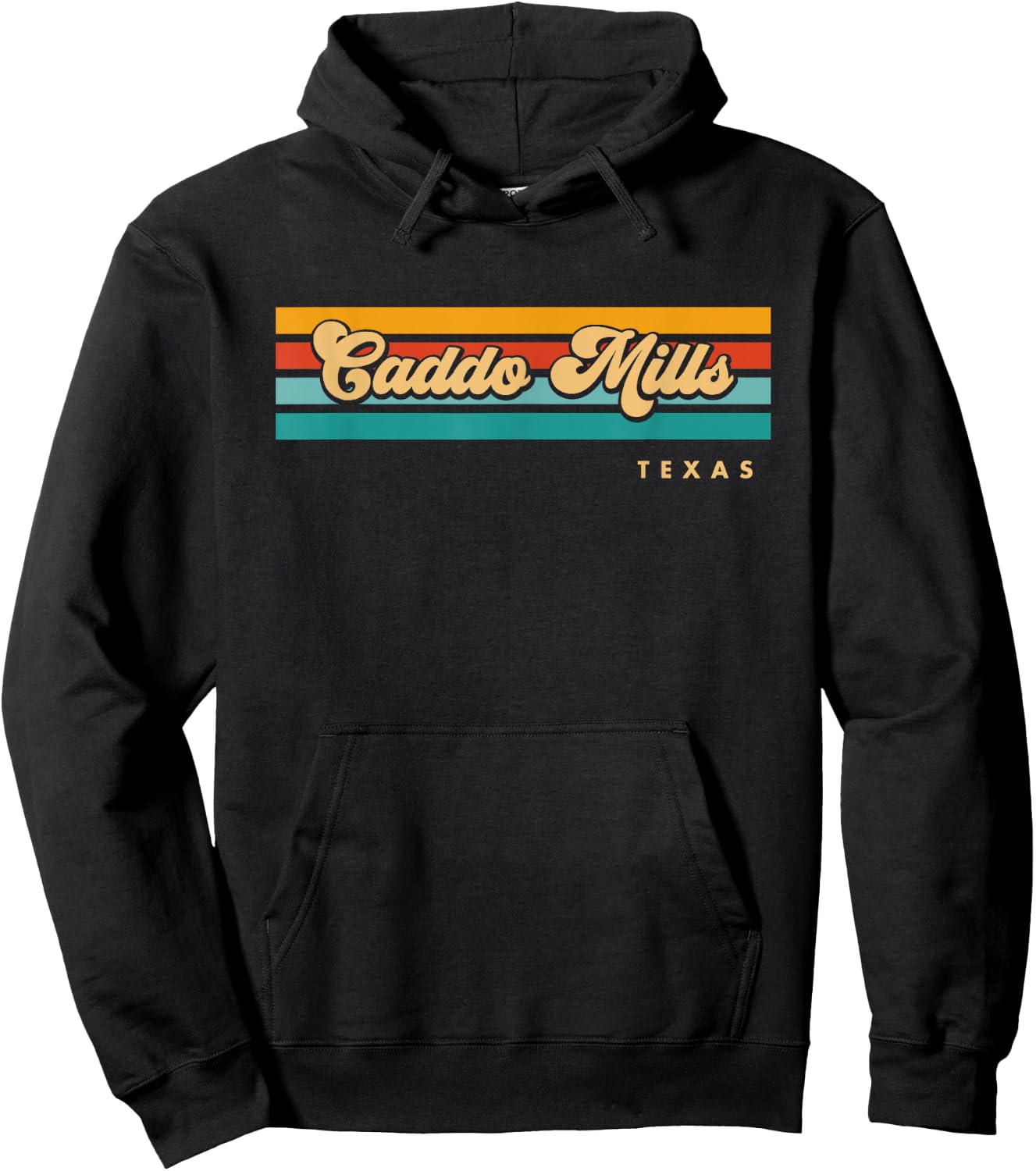 Vintage Sunset Stripes Caddo Mills, Texas Hoodie - Hoodie | Black