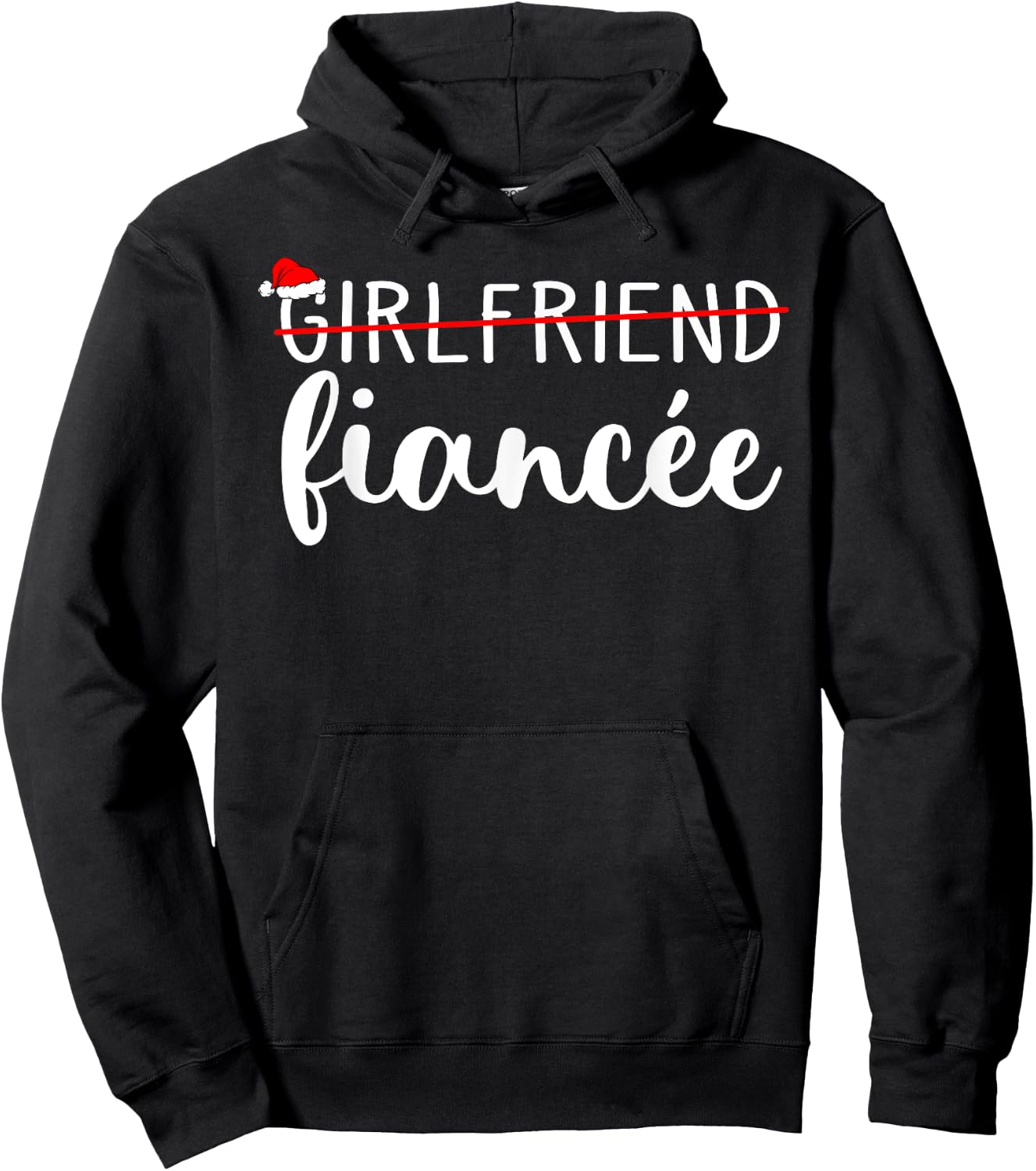 Fiancee Fiance Engaged Couples Matching Christmas Pajama Hoodie - Hoodie | Black