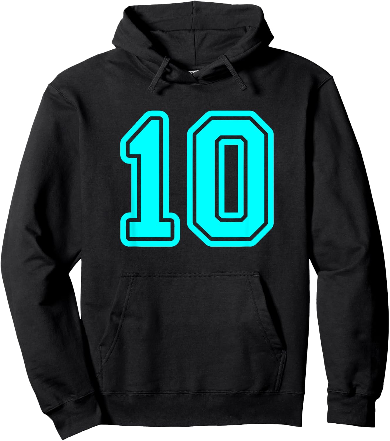 Jersey #10 Cyan Sports Team Player Fan Jersey Number 10 Hoodie - Hoodie | Black