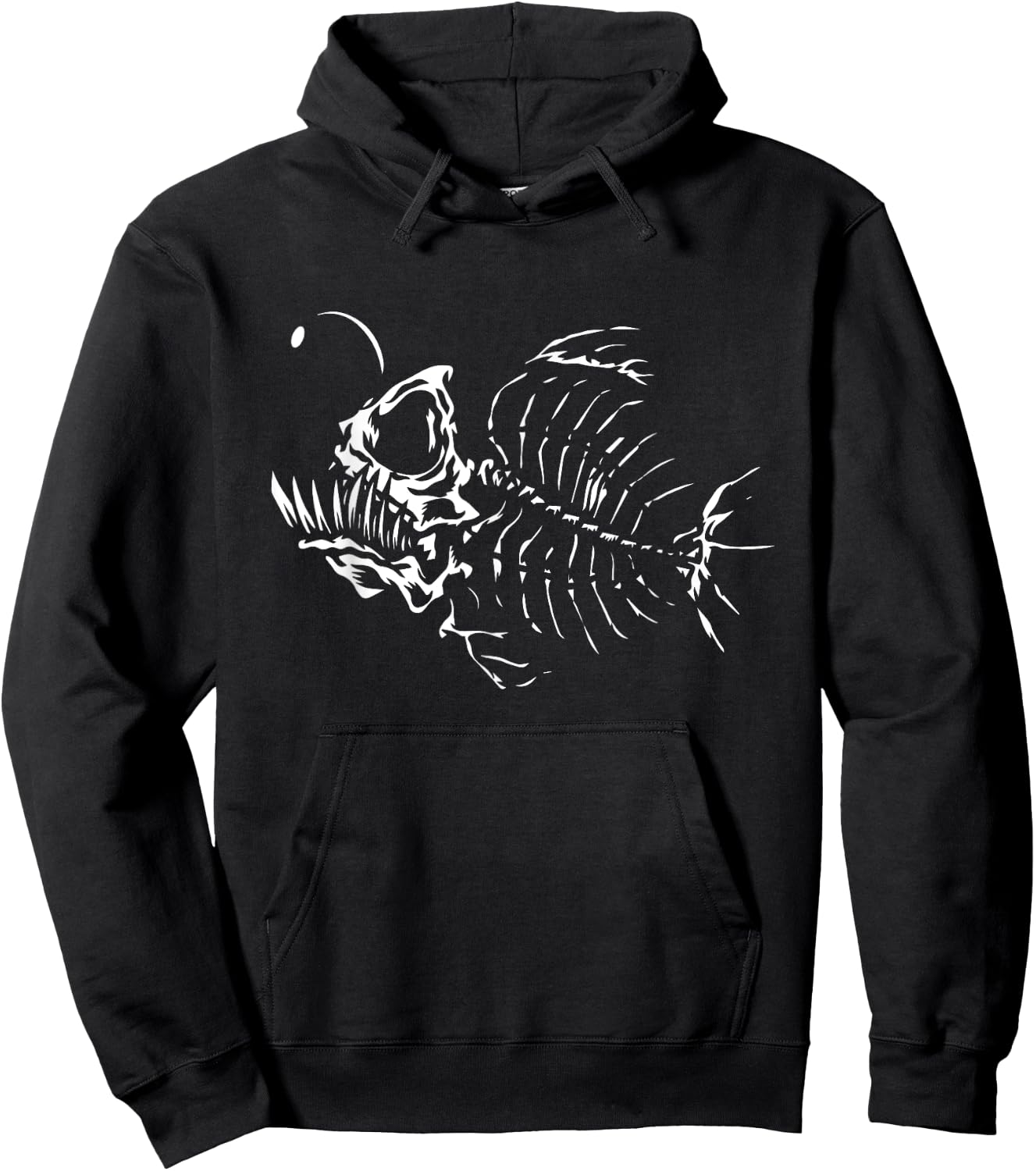 Angle Fish Skeleton Halloween Costume Scary Deep Sea Animal Hoodie - Hoodie | Black