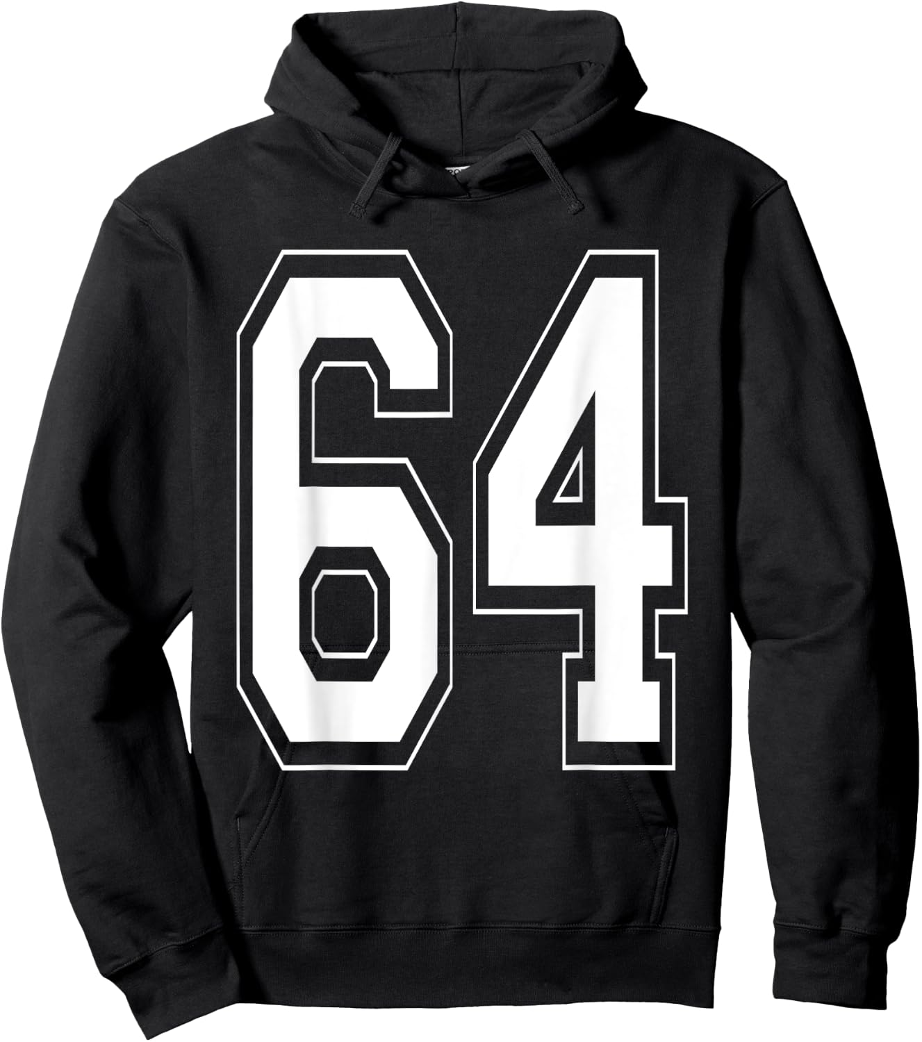 Number 64 Baseball Football Soccer Numbered Jersey Hoodie - Hoodie | Black