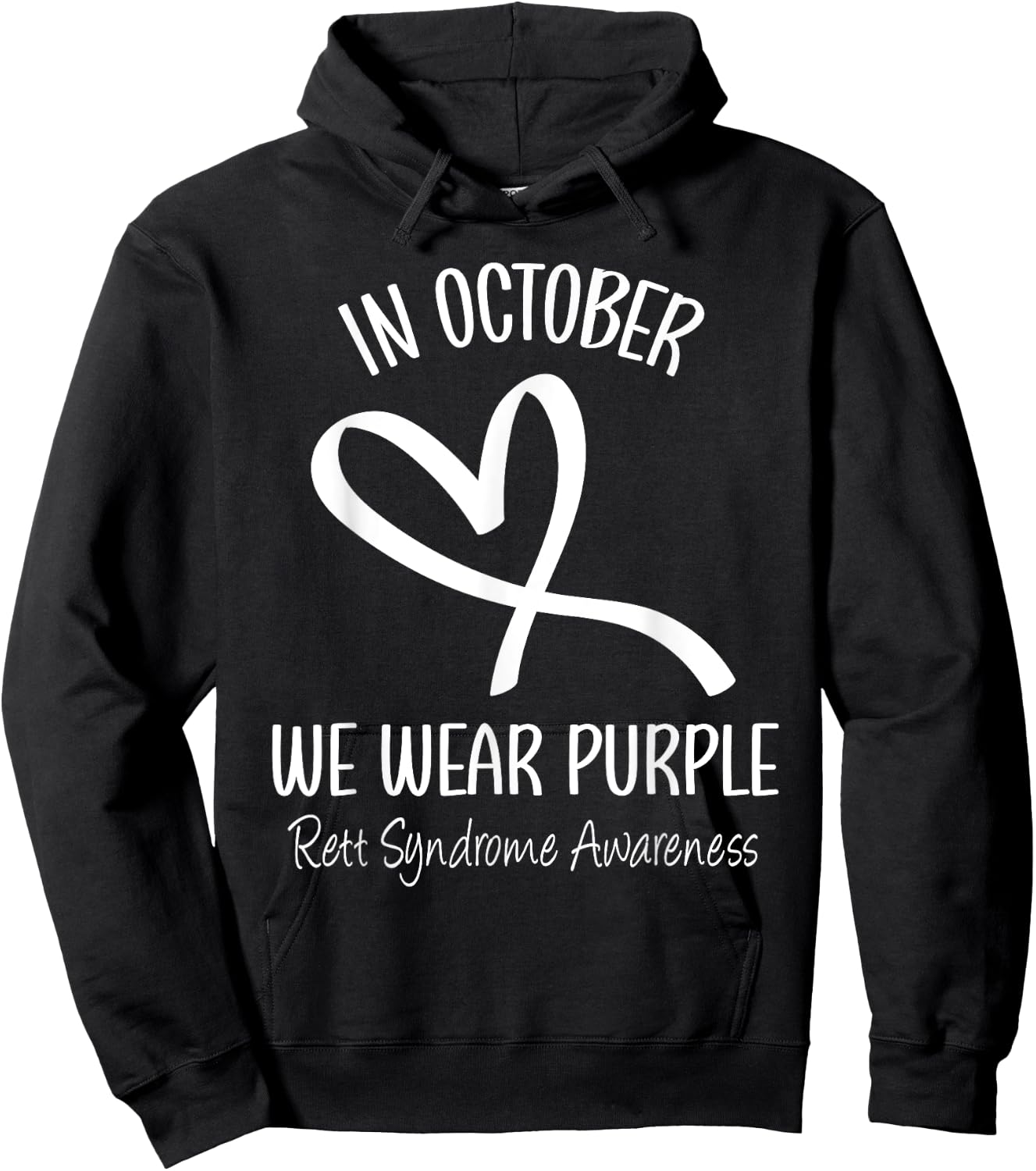 Heart In October We Wear Purple Rett Syndrome Awareness Hoodie - Hoodie | Black