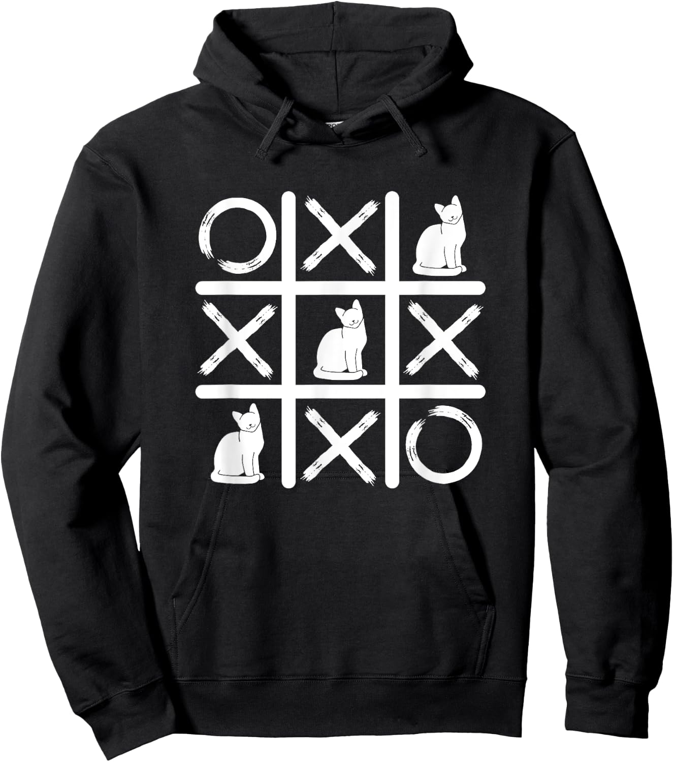 Tic Tac Toe Crosses Cat Kitten Pet Tic Tac Toe Cat Hoodie - Hoodie | Black