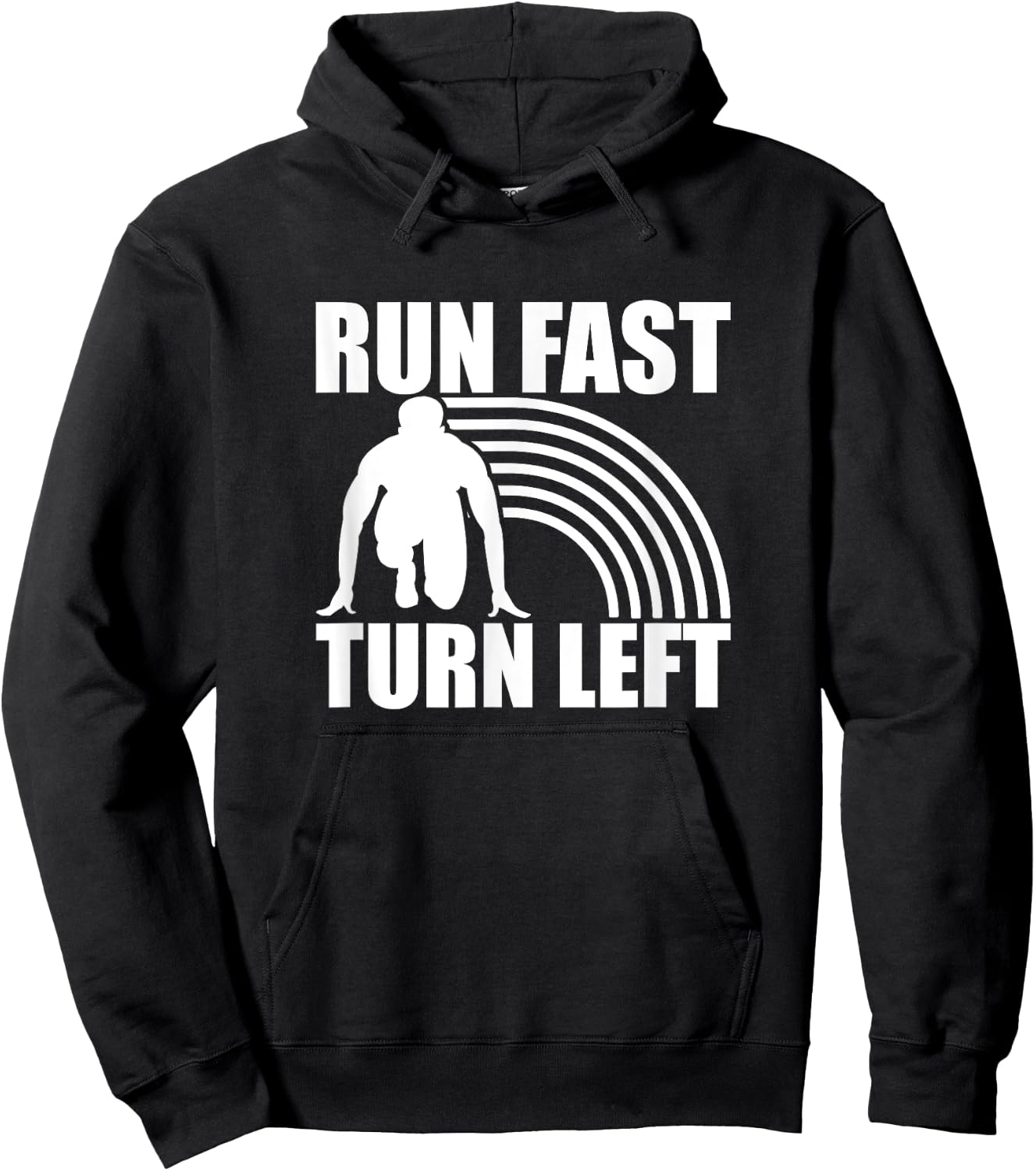 Run Fast Turn Left, Track And Field Runner Hoodie - Hoodie | Black