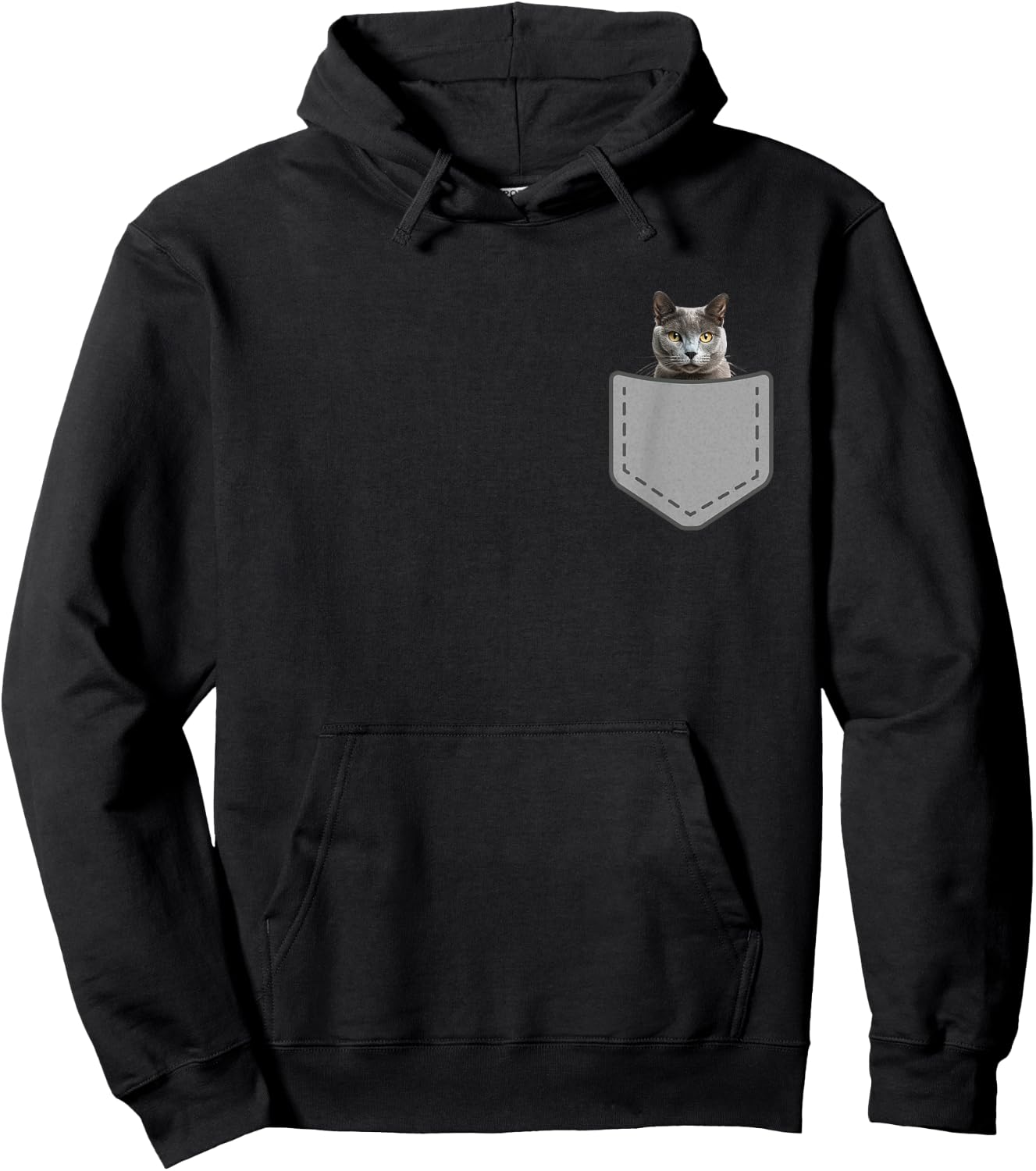 Funny Russian Blue Cat In Your Pocket Women Girls Kids Hoodie - Hoodie | Black
