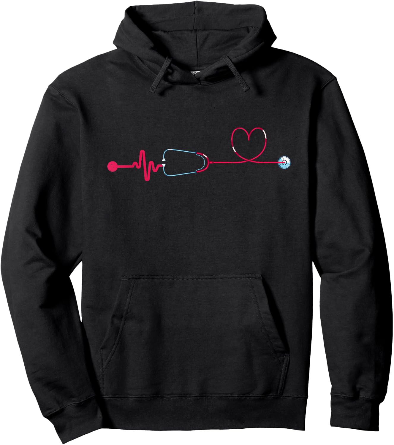 Medical Nursing Heart Stethoscope Heartbeat Nursery Nurse Hoodie - Hoodie | Black