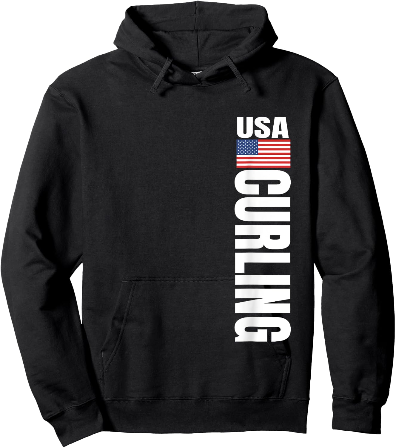 Curling USA Team American Flag Rink Women Men Hoodie - Hoodie | Black