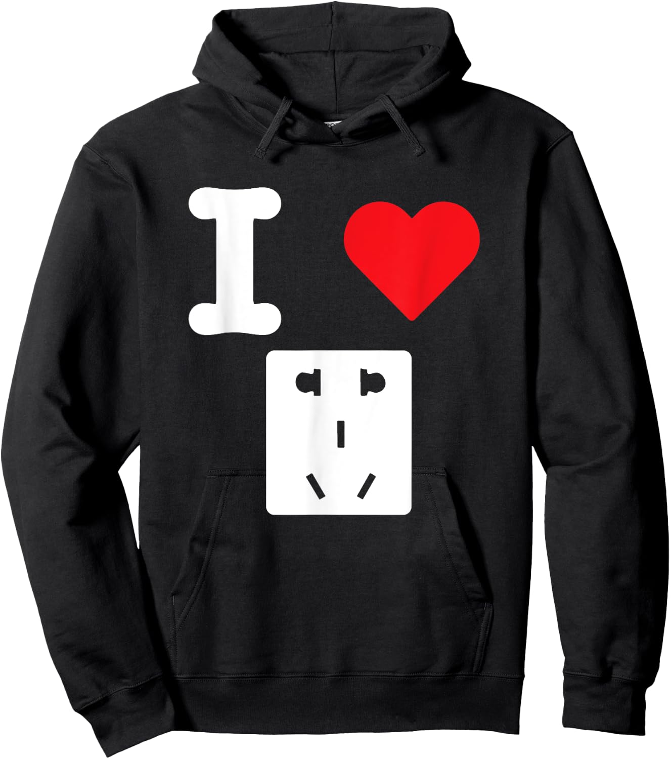 I Love Electrical Outlets Receptacles Socket Electric Supply Hoodie - Hoodie | Black