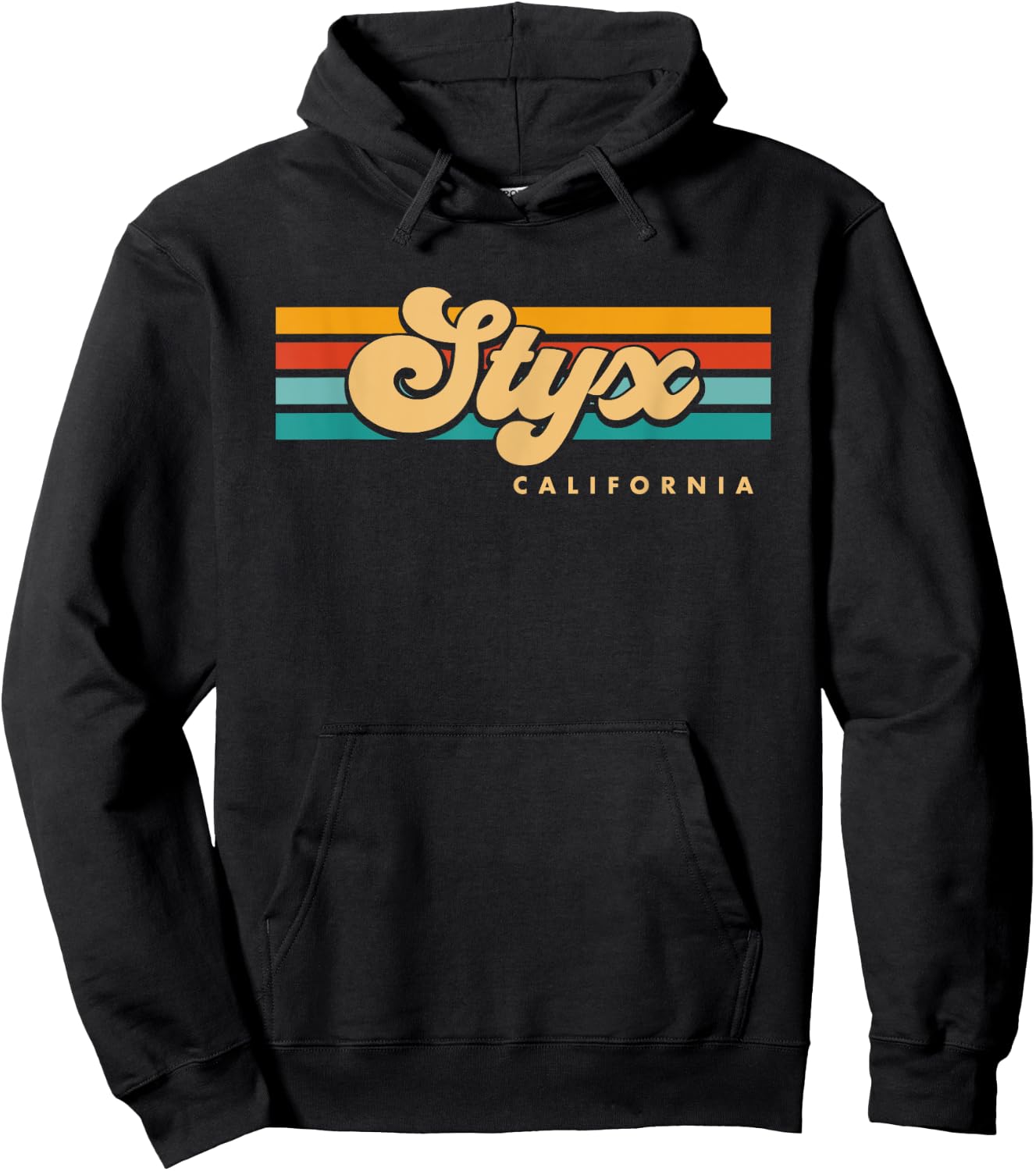 Vintage Sunset Stripes Styx, California Hoodie - Hoodie | Black