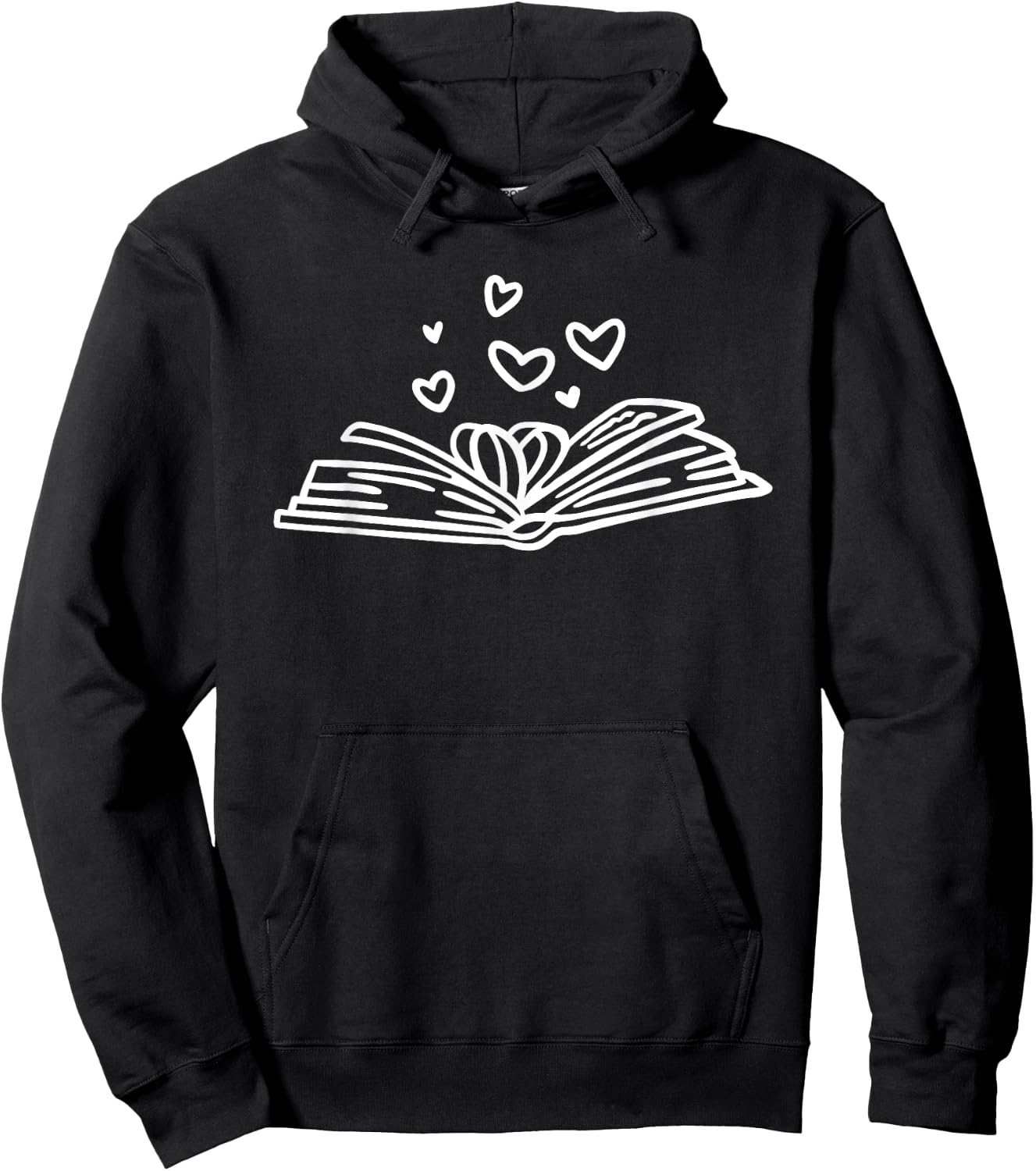 Book Lover Open Book Reading Books Hearts Book Hoodie - Hoodie | Black