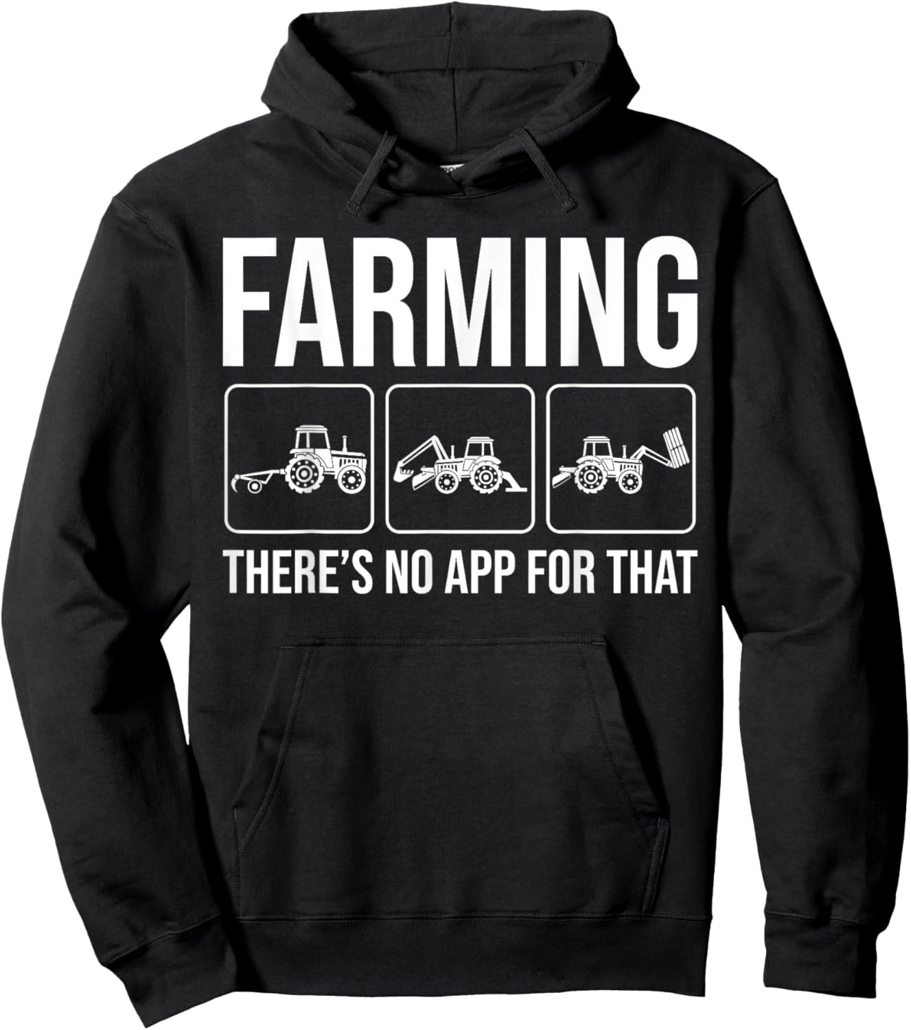 Finny Farming: There's No App For That Tractor Driver Farmer Hoodie - Hoodie | Black
