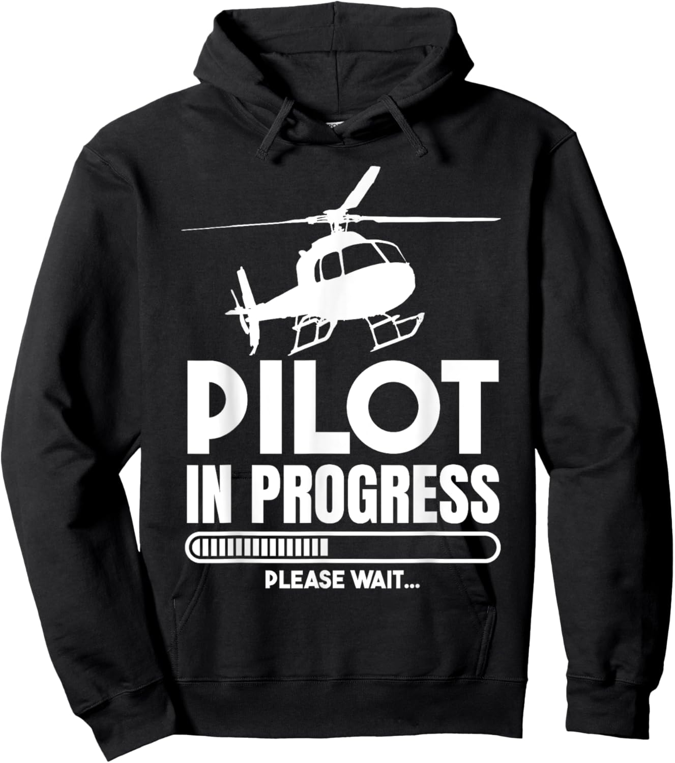 Pilot In Progress Please Wait Funny Helicopter Aviation Pun Hoodie - Hoodie | Black