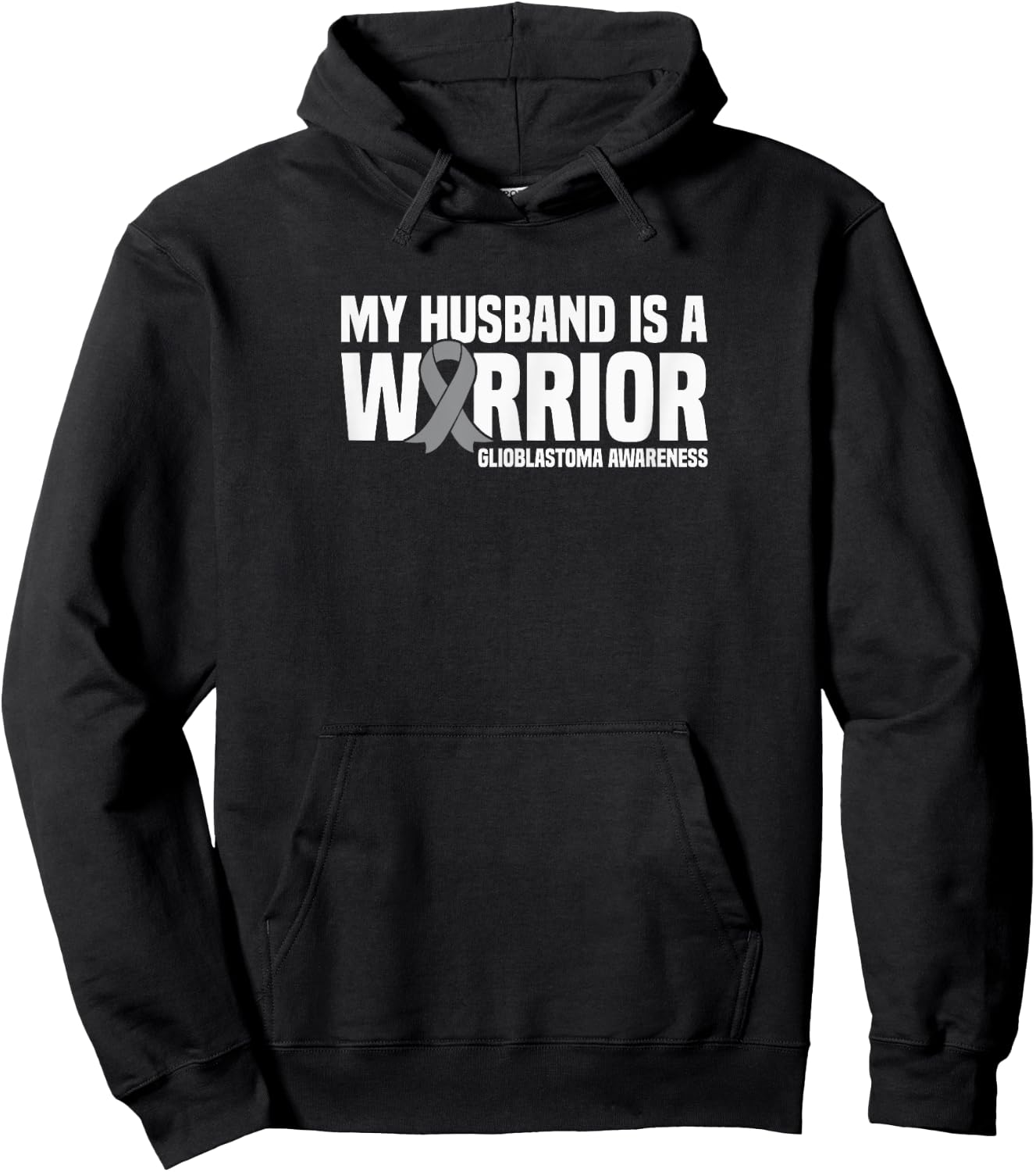 My Husband is a Warrior GBM Glioblastoma Awareness Hoodie - Hoodie | Black