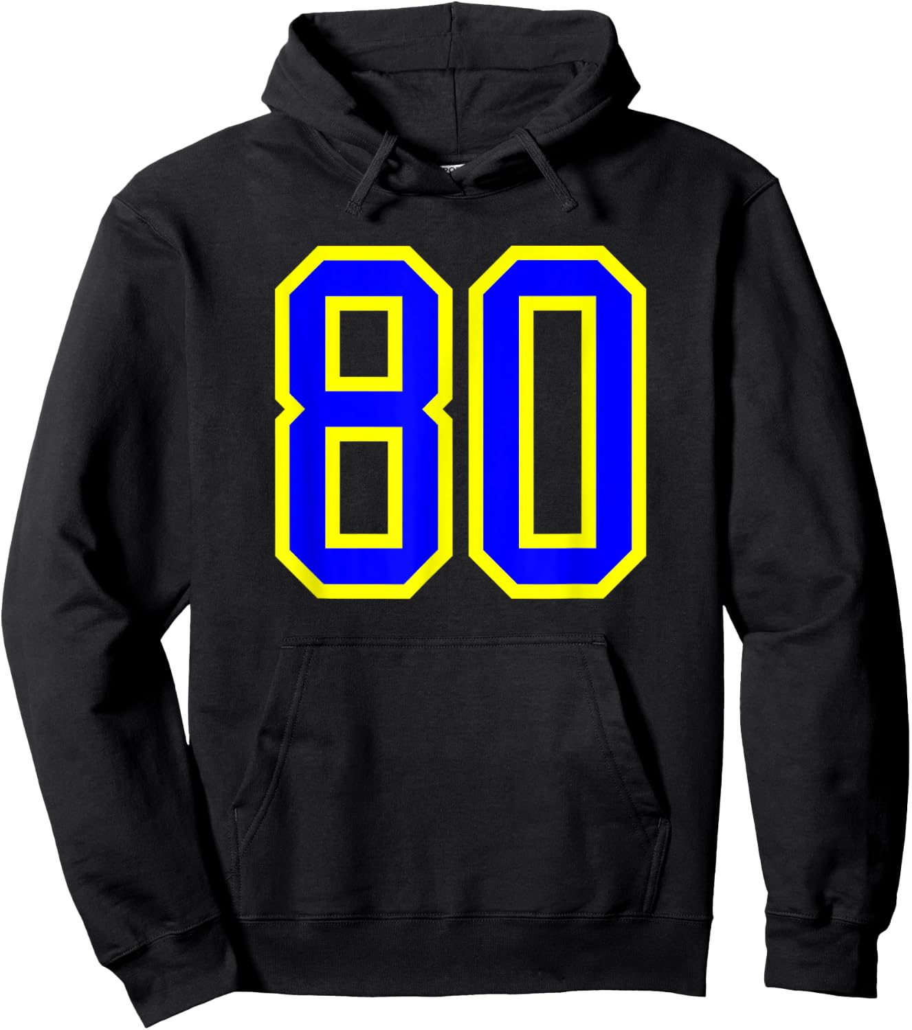 Jersey Number #80 Blue Yellow Birthday Sports Number 80 Hoodie - Hoodie | Black