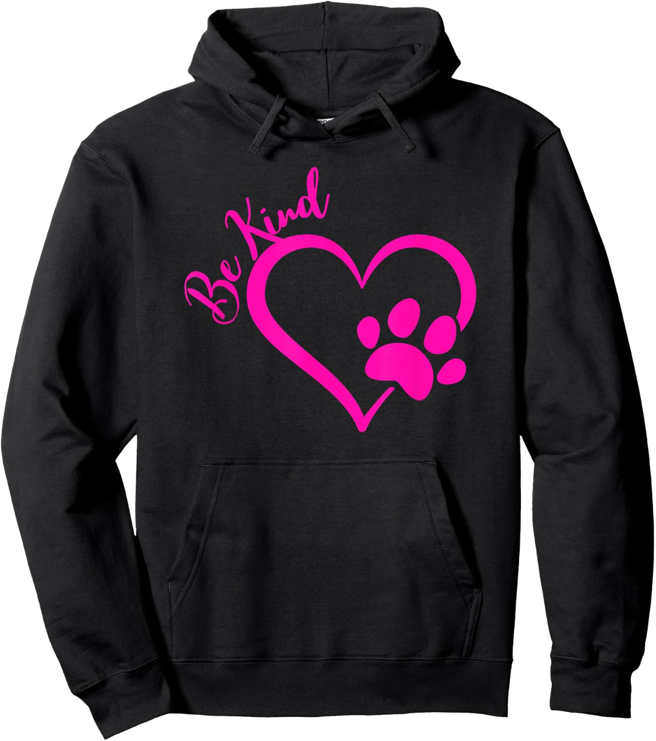 Be Kind Heart Paw Print Dog Love Men Women Hoodie - Hoodie | Black