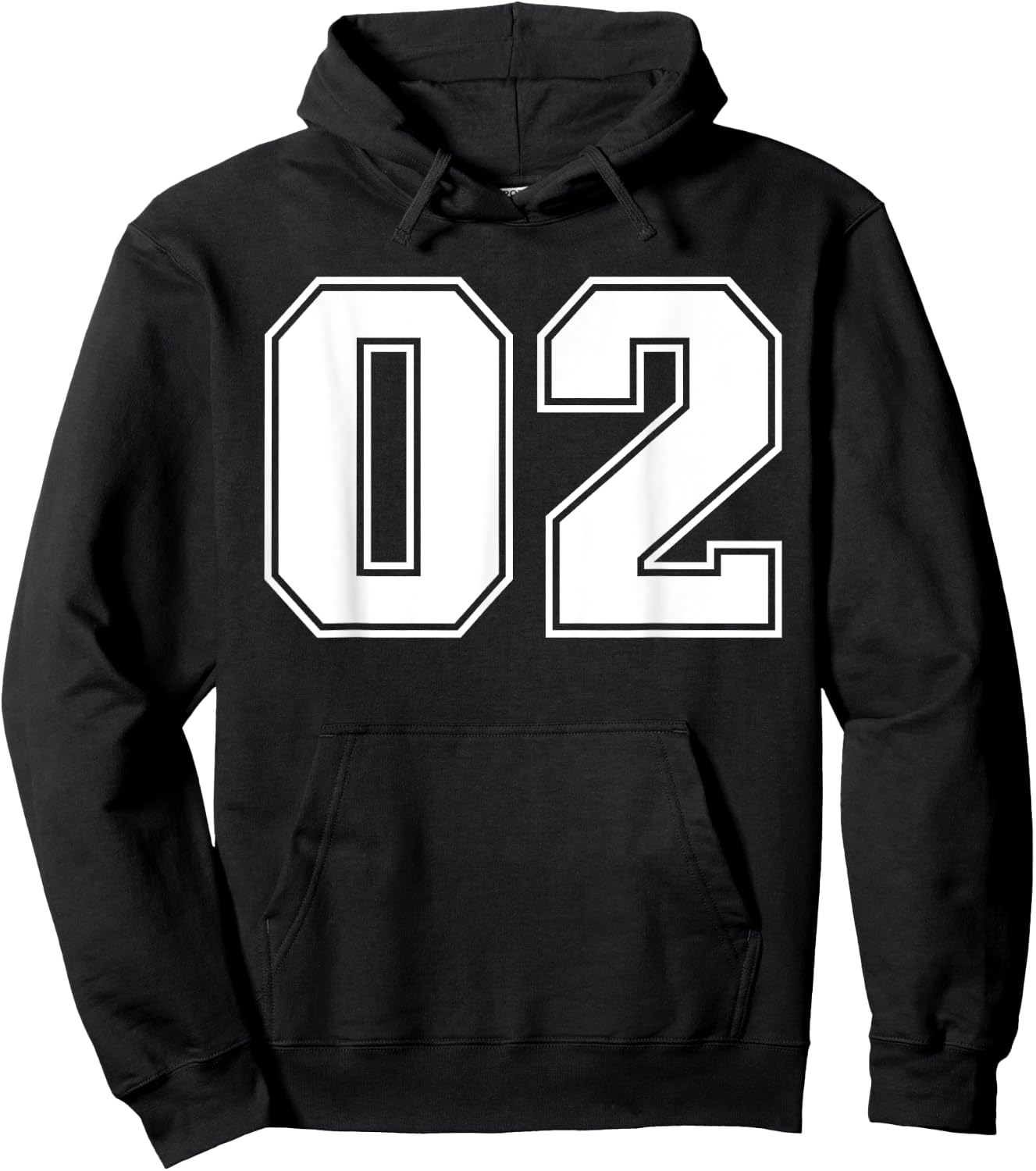 02 Jersey Number Baseball Football Soccer Halloween Birthday Hoodie - Hoodie | Black
