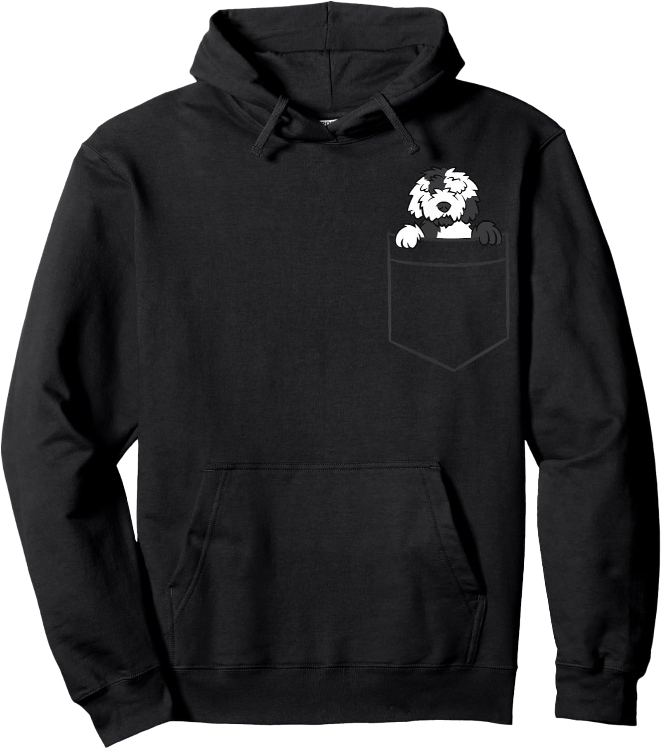 Sheepadoodle Dog In A Pocket Funny Sheepadoodle Hoodie - Hoodie | Black